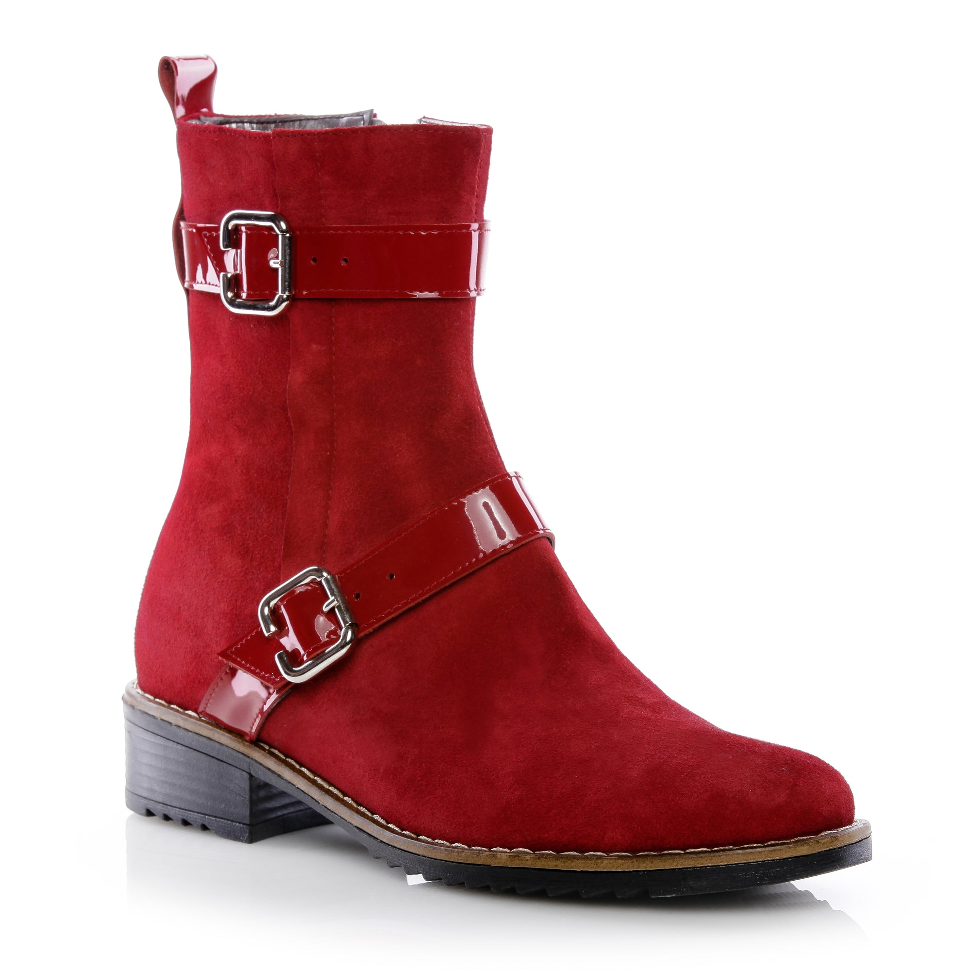 Ghete dama V7 piele intoarsa rosu - orice culoare