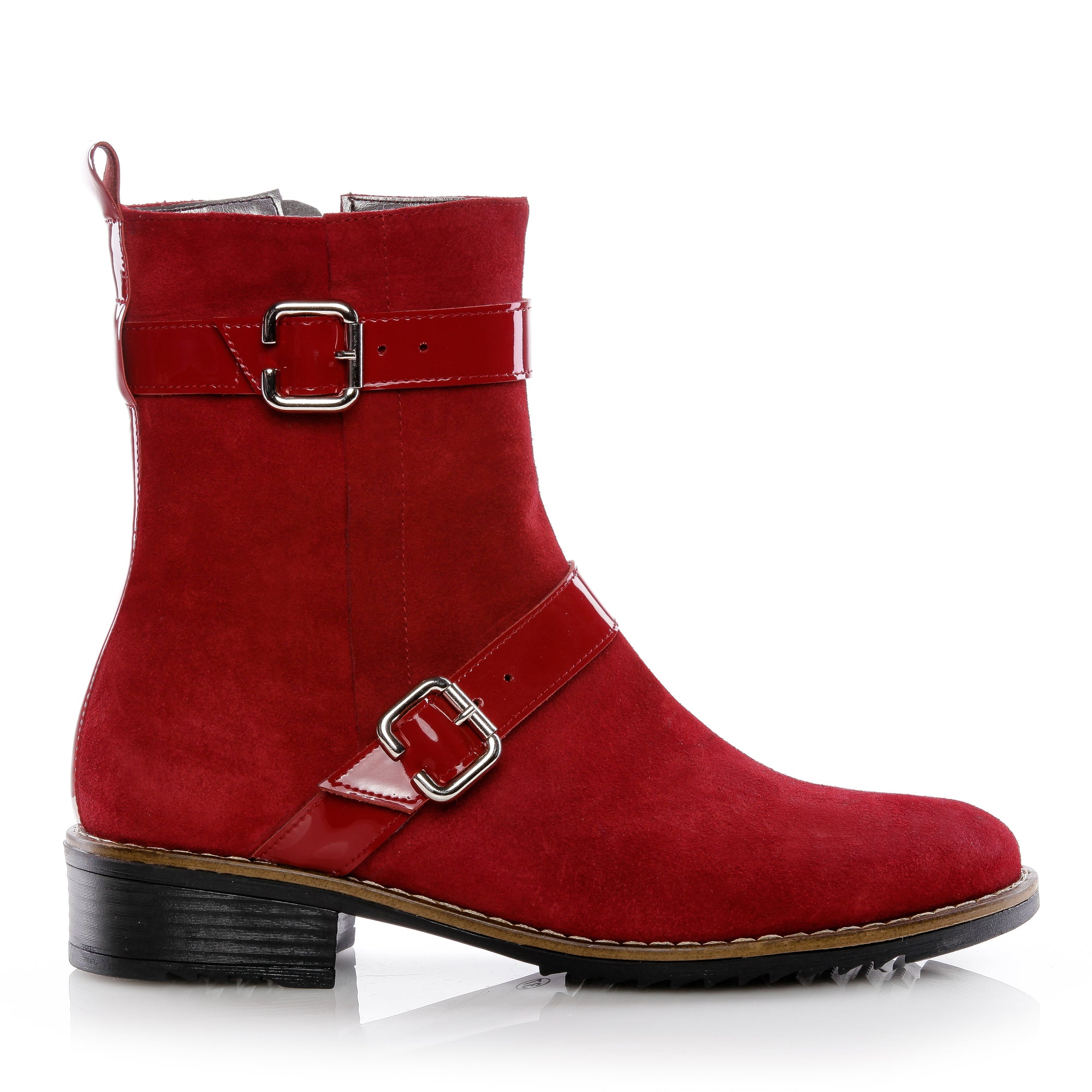 Ghete dama V7 piele intoarsa rosu - orice culoare