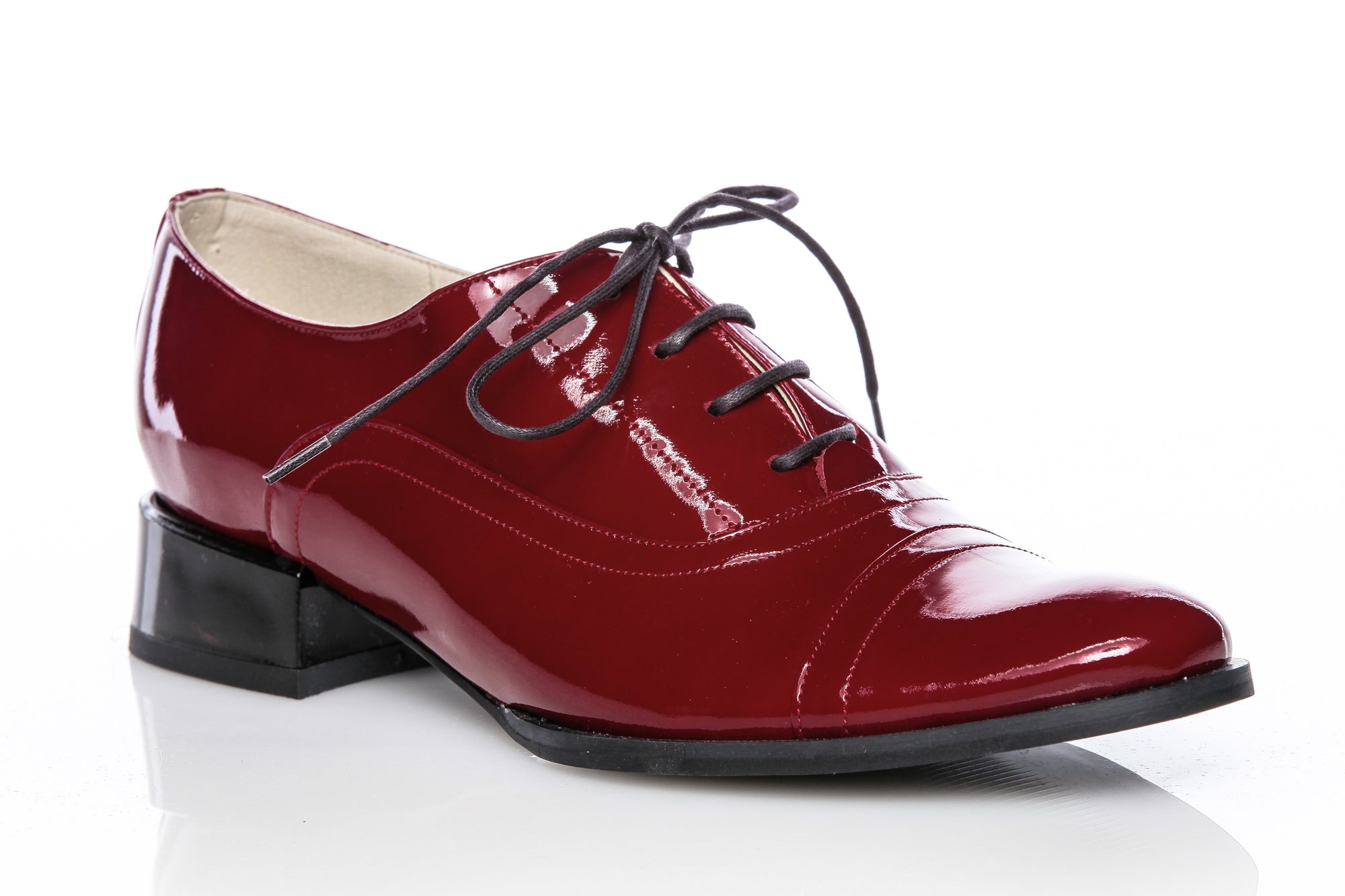 Pantofi Oxford 4 piele lacuita visiniu - orice culoare
