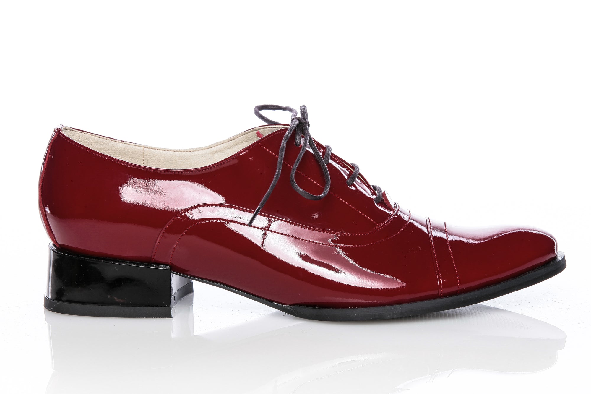 Pantofi Oxford 4 piele lacuita visiniu - orice culoare
