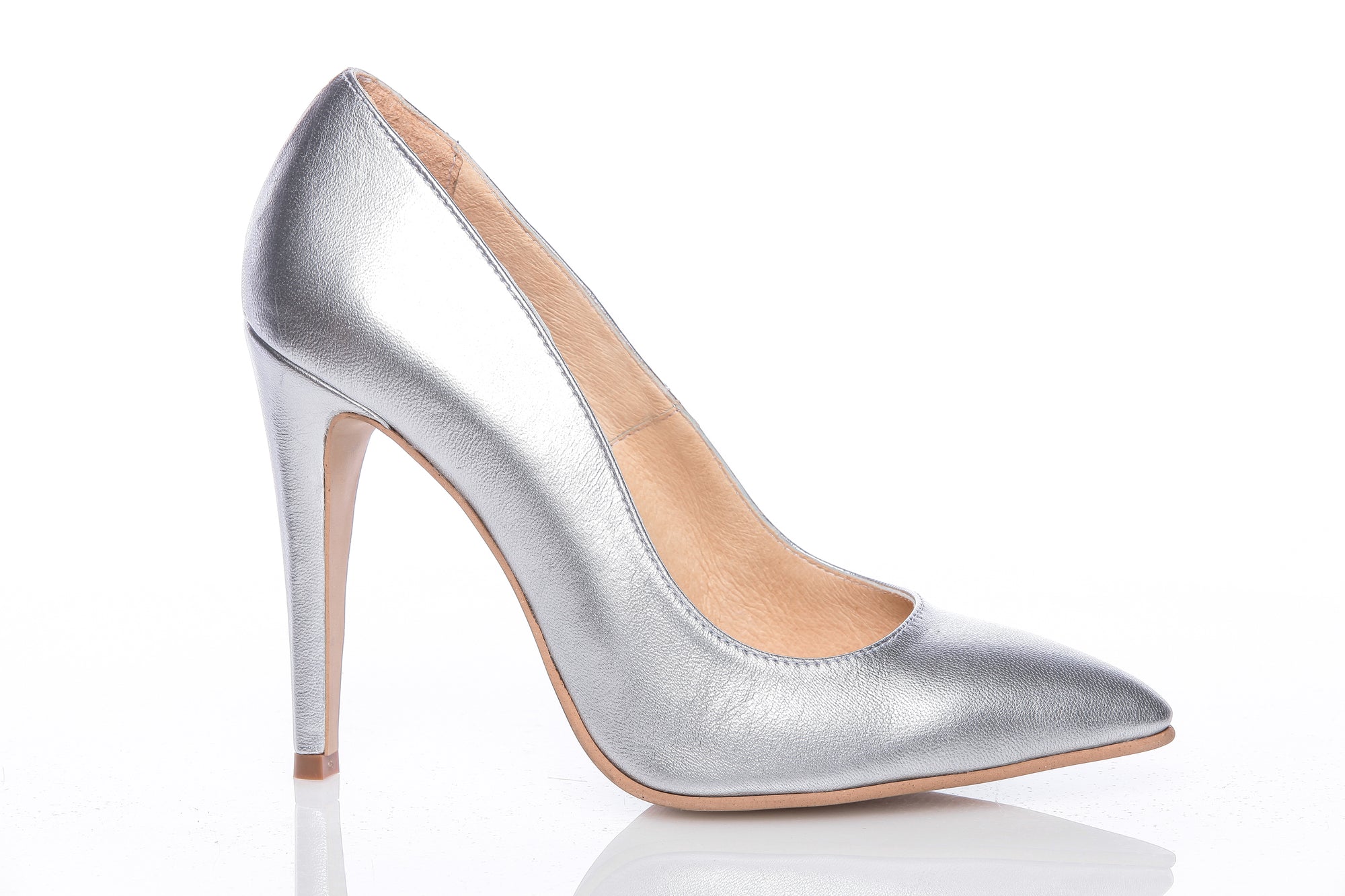 Pantofi Stiletto piele argintiu  PP1 - orice culoare