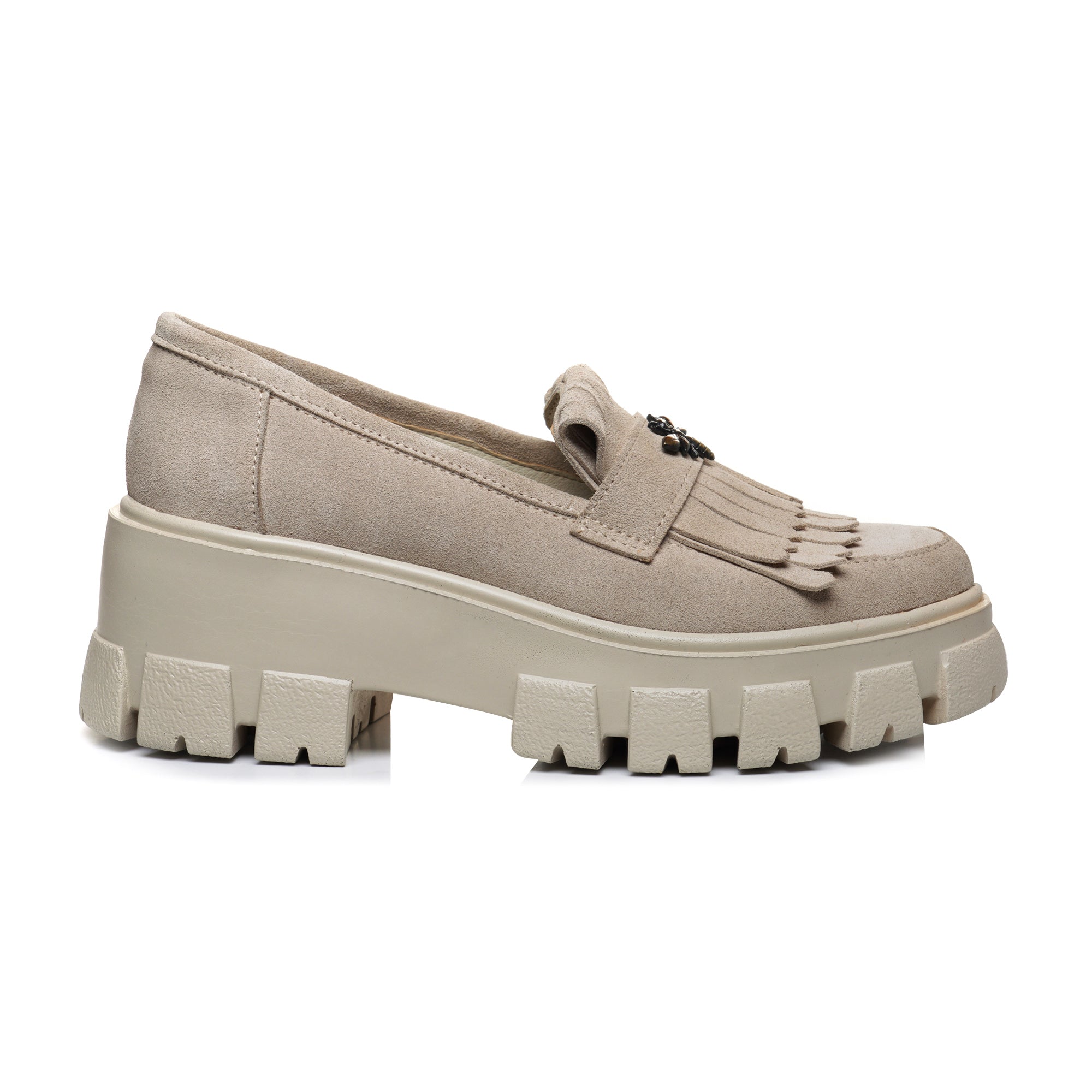 Mocasini Dama Piele Bej Talpa Inalta V68 - orice culoare
