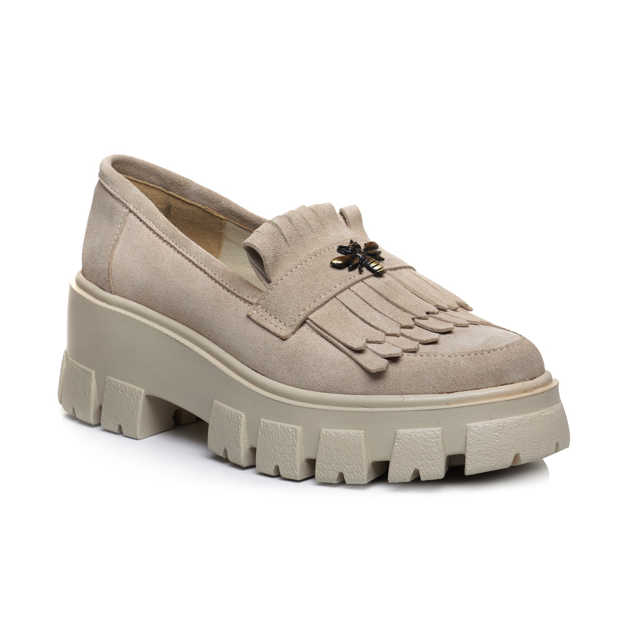 Mocasini Dama Piele Bej Talpa Inalta V68 - orice culoare