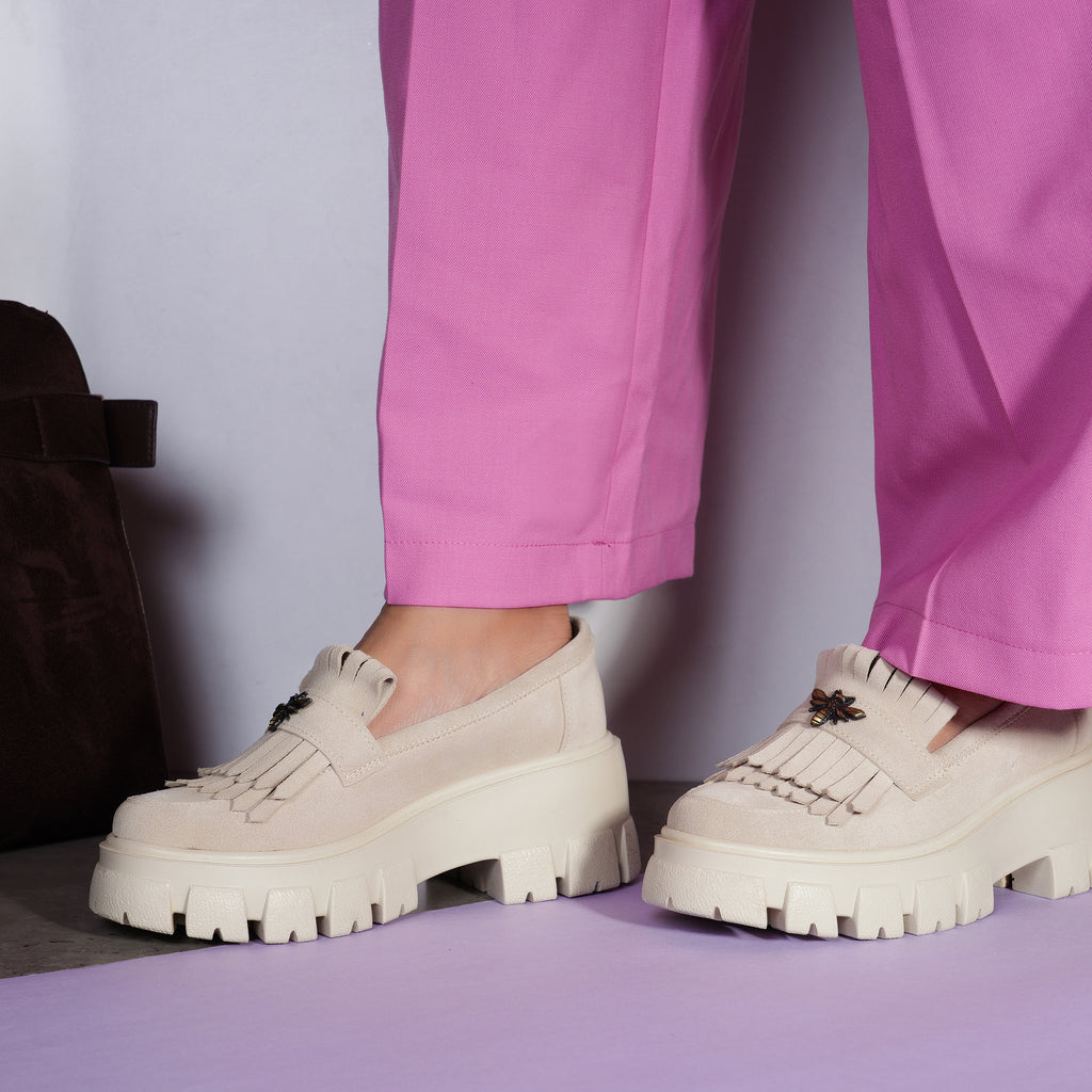 Mocasini Dama Piele Bej Talpa Inalta V68 - orice culoare