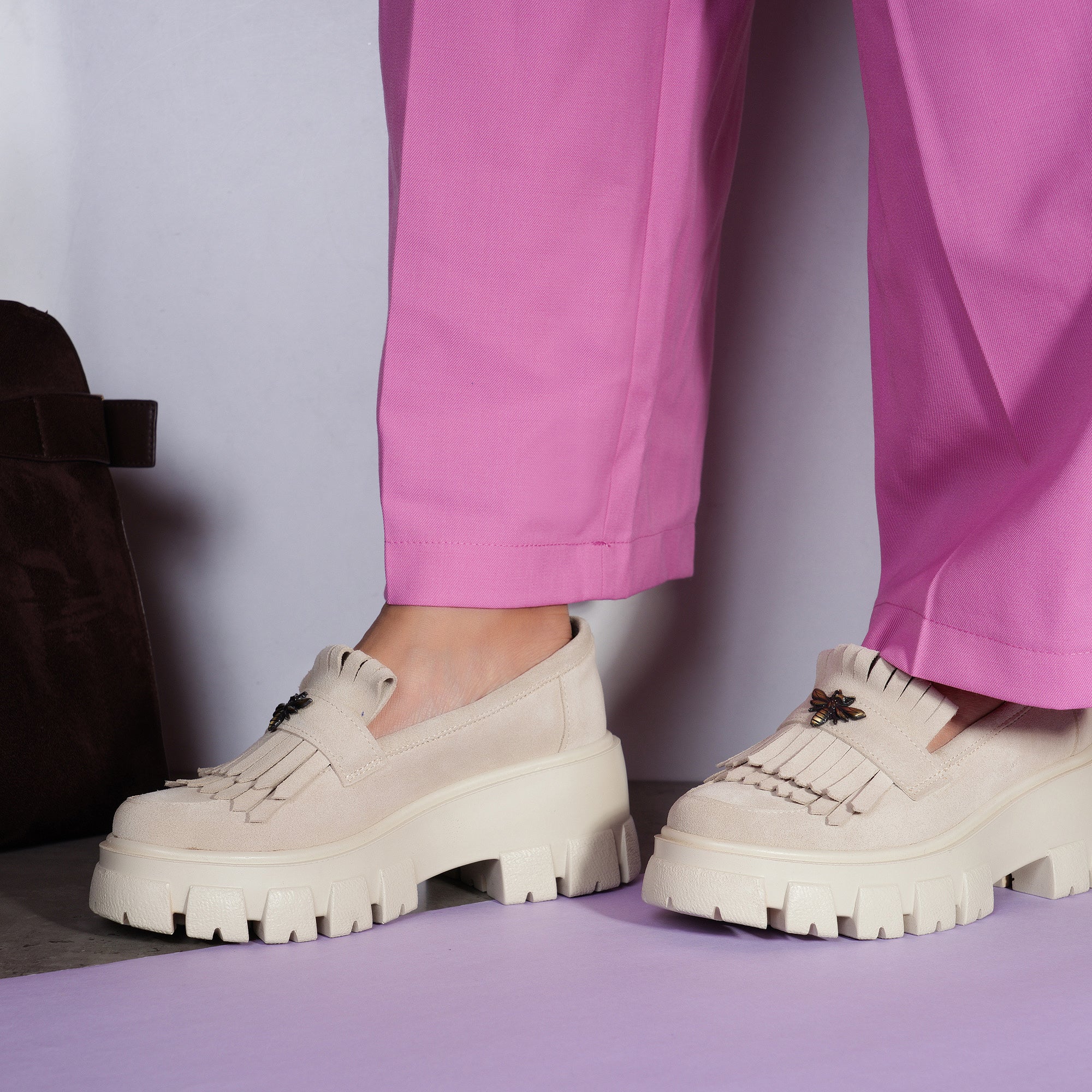 Mocasini Dama Piele Bej Talpa Inalta V68 - orice culoare