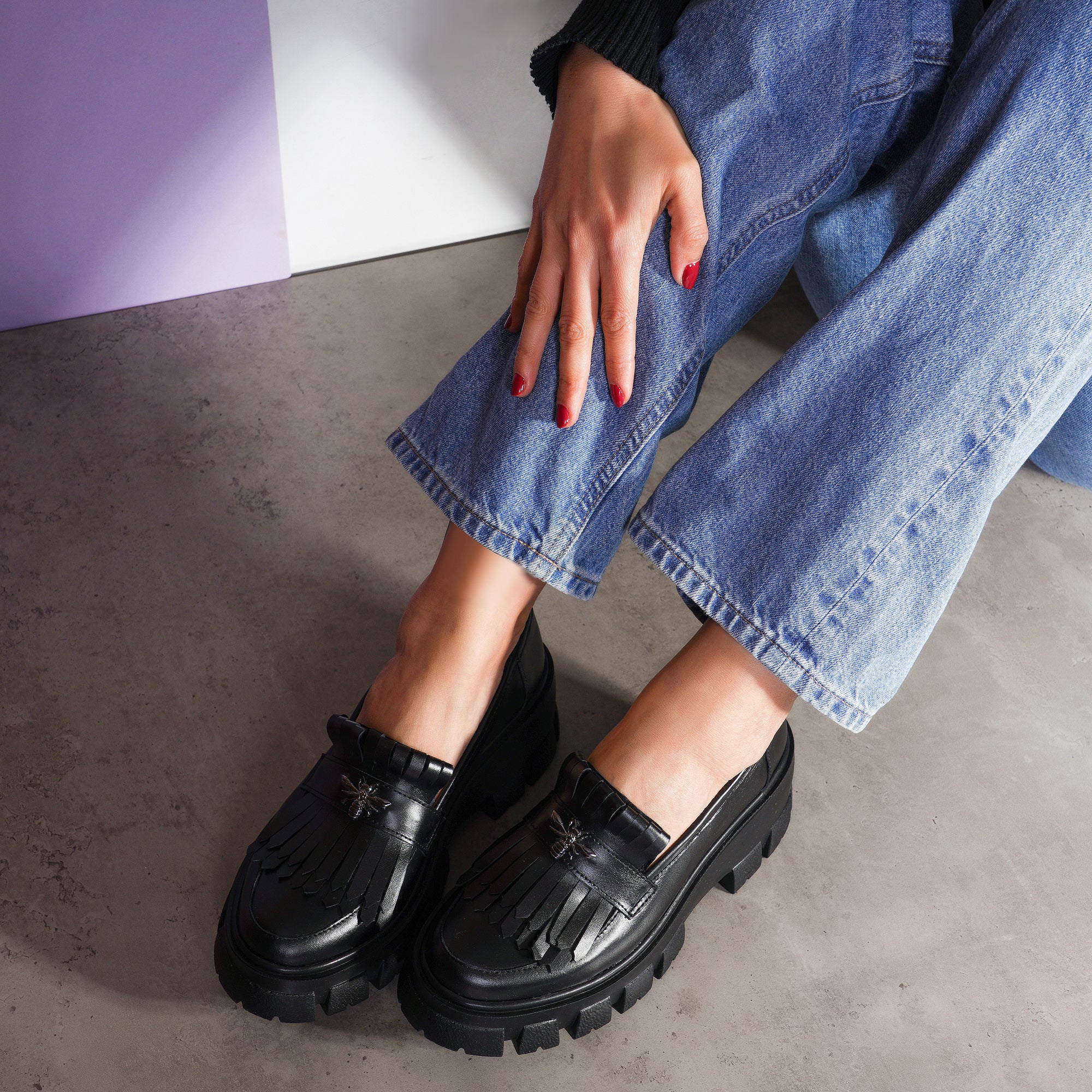 Mocasini Dama Piele Negru Color V68  - orice culoare