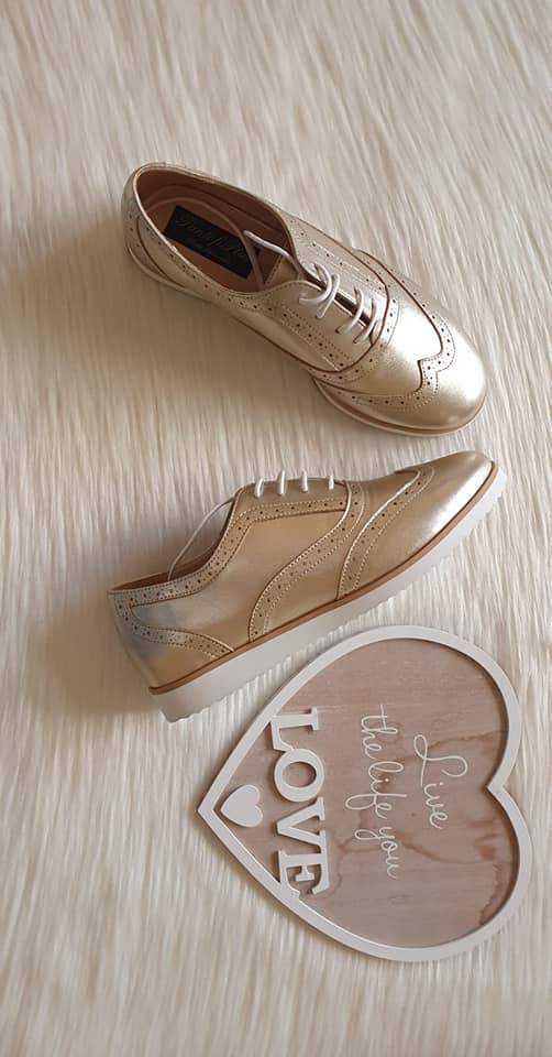 Pantofi Piele Oxford Auriu Bristol - pe stoc