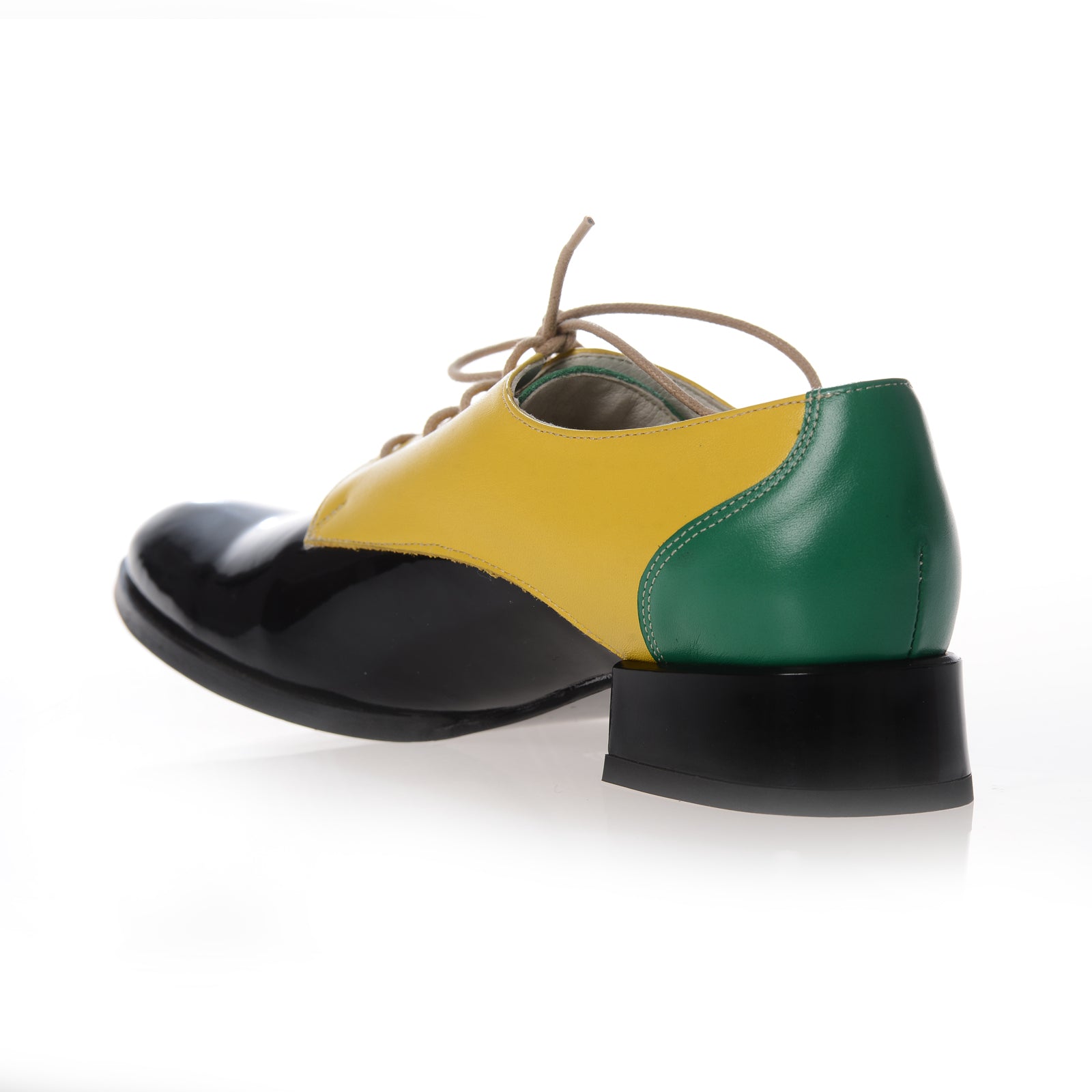 Pantofi Oxford Combi piele naturala, disponibili pe orice culoare - verde/galben/negru