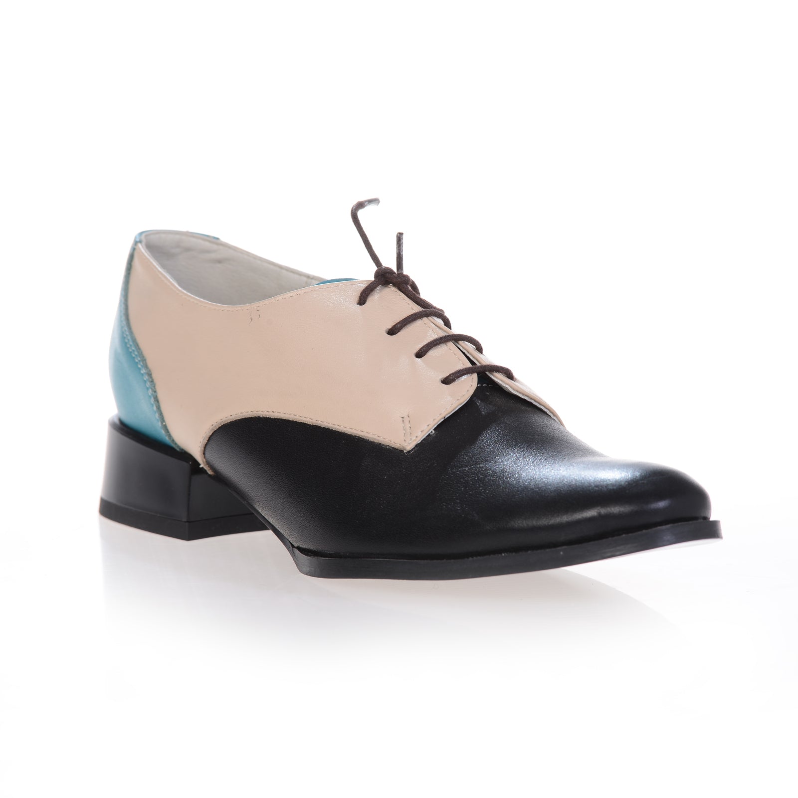Pantofi Oxford Combi piele naturala, disponibili pe orice culoare - bleu/bej/negru