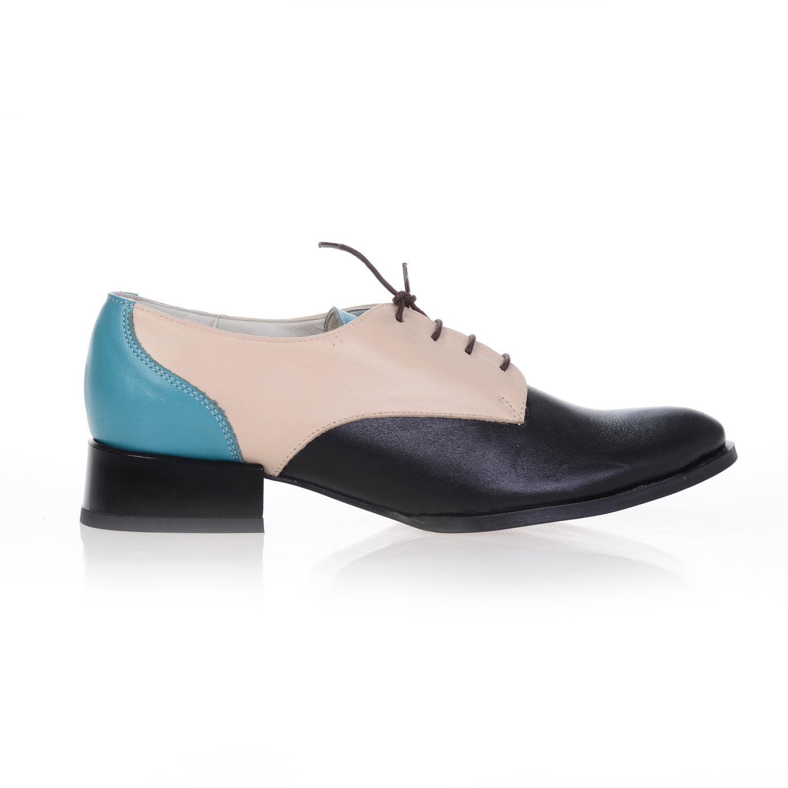 Pantofi Oxford Combi piele naturala, disponibili pe orice culoare - bleu/bej/negru