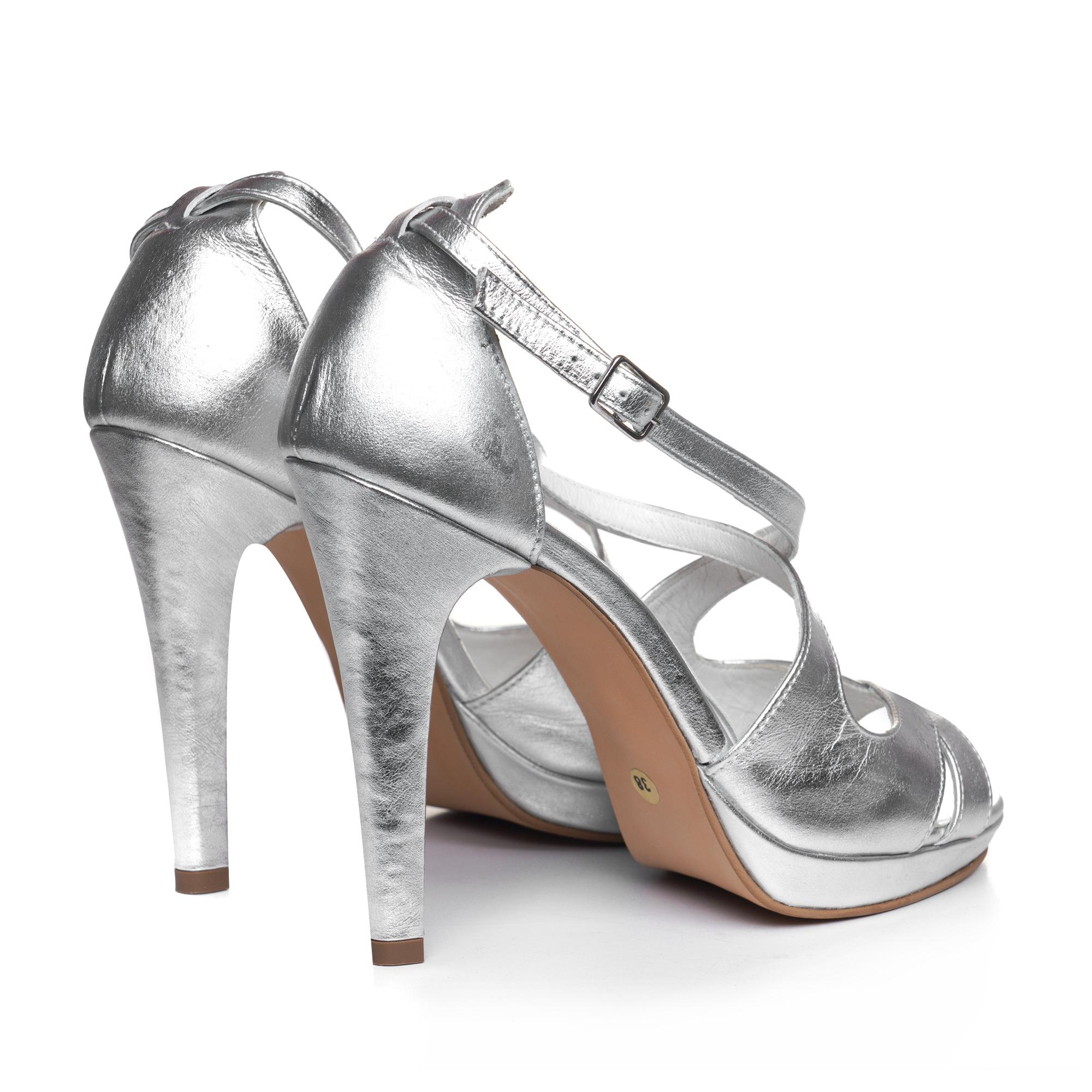 Sandale piele argintiu Estela - Orice Culoare