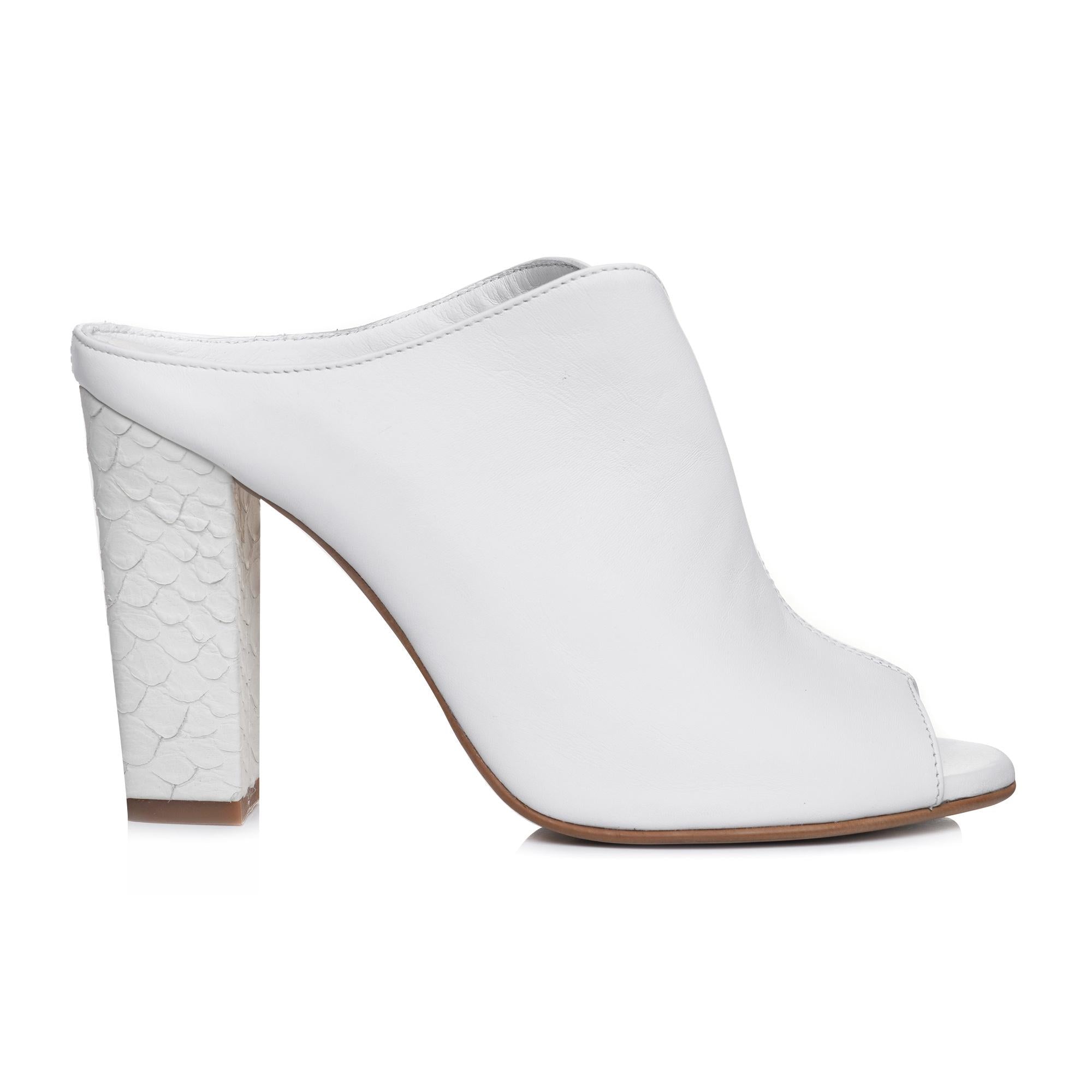 Sabot piele alb Irinne E22 - orice culoare