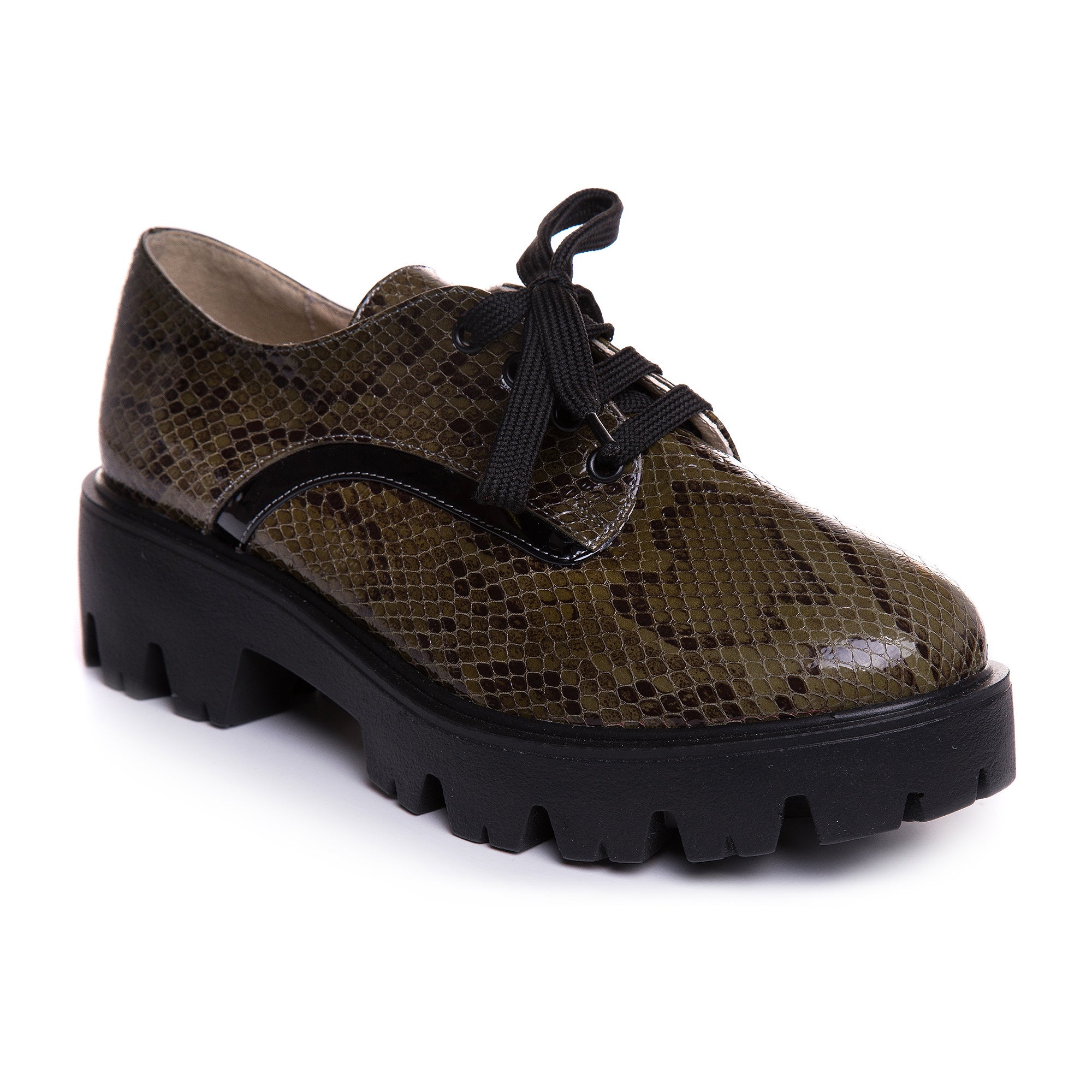 Pantofi Talpa Joasa Piele Imprimeu Sarpe Kaki T80  -  orice culoare