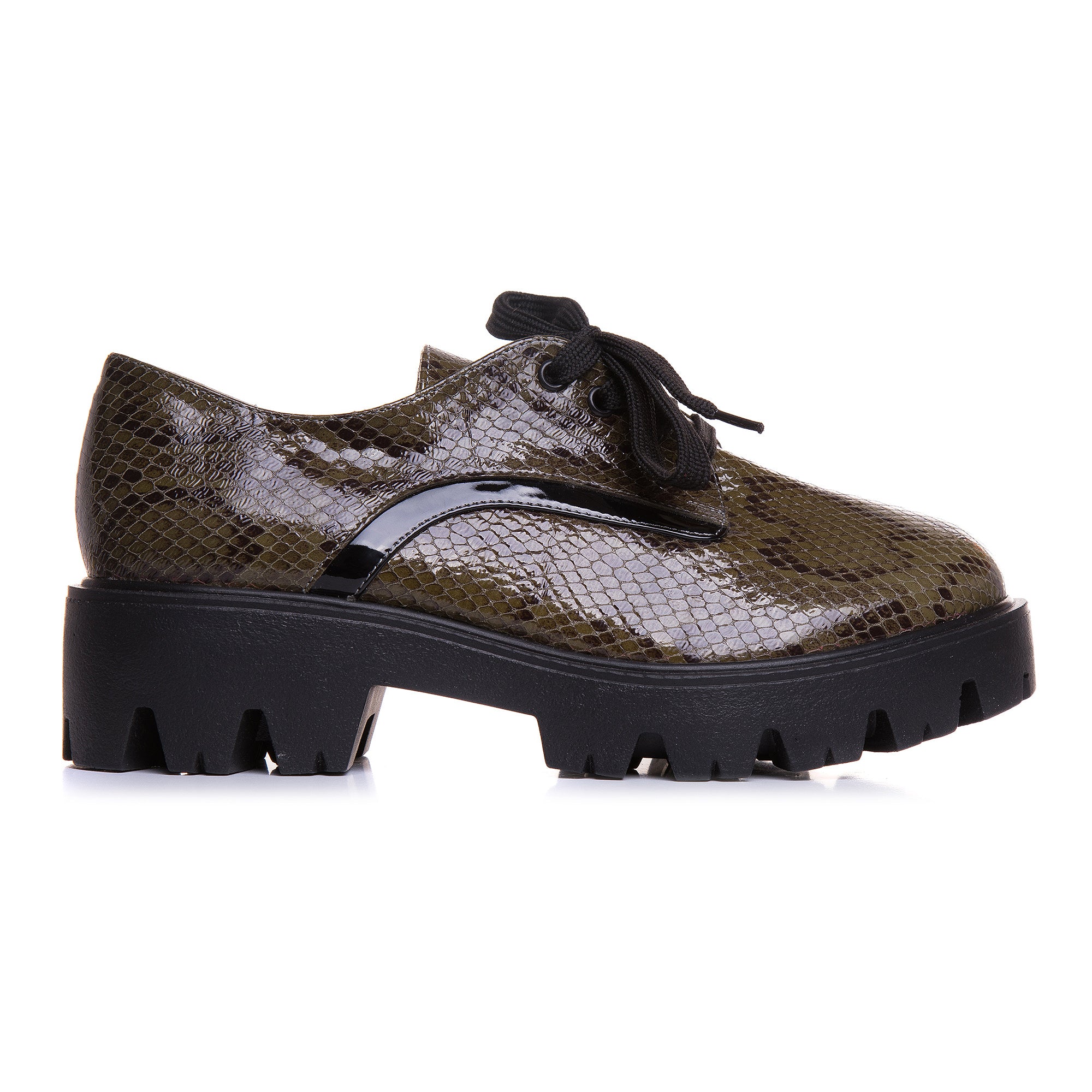 Pantofi Talpa Joasa Piele Imprimeu Sarpe Kaki T80  -  orice culoare