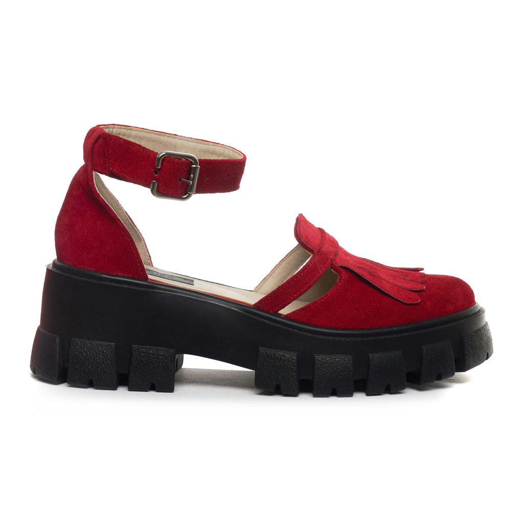 Pantof Mary Jane Piele Intoarsa Rosu V10 - orice culoare
