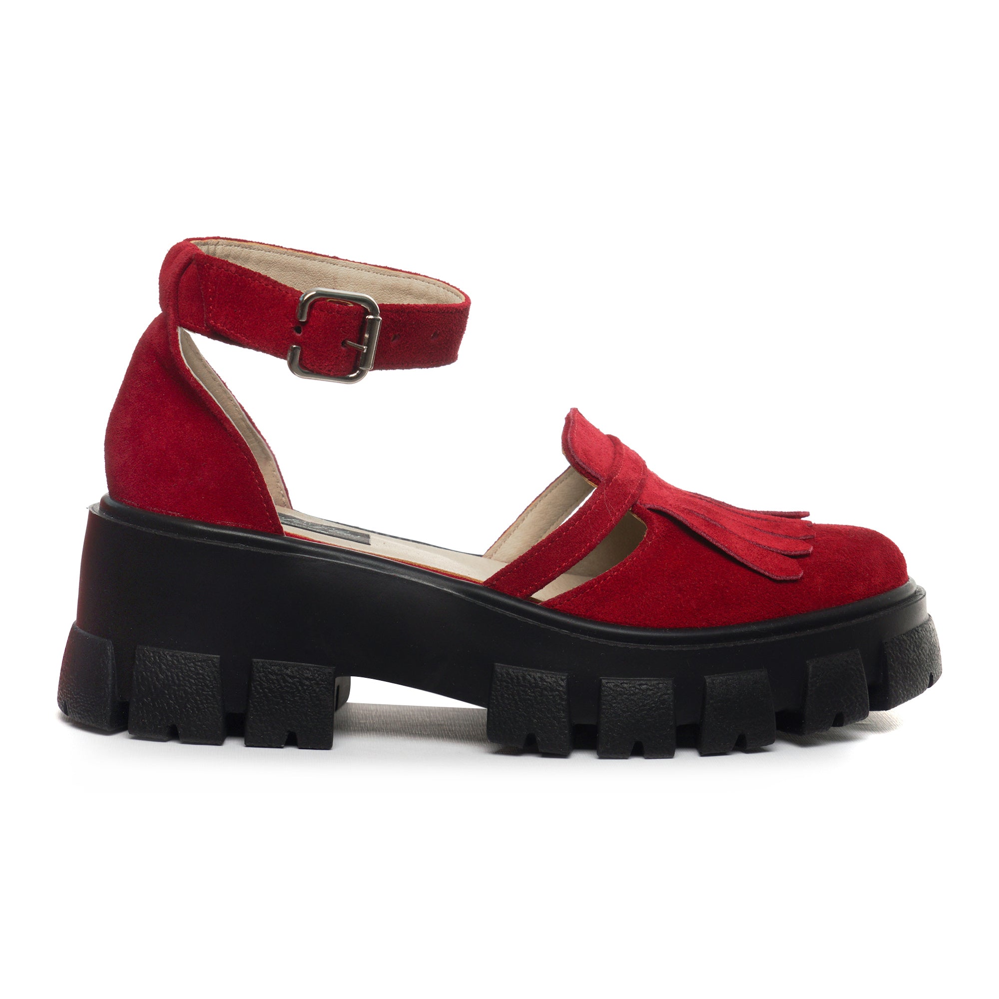Pantof Mary Jane Piele Intoarsa Rosu V10 - orice culoare