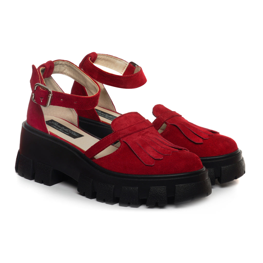 Pantof Mary Jane Piele Intoarsa Rosu V10 - orice culoare