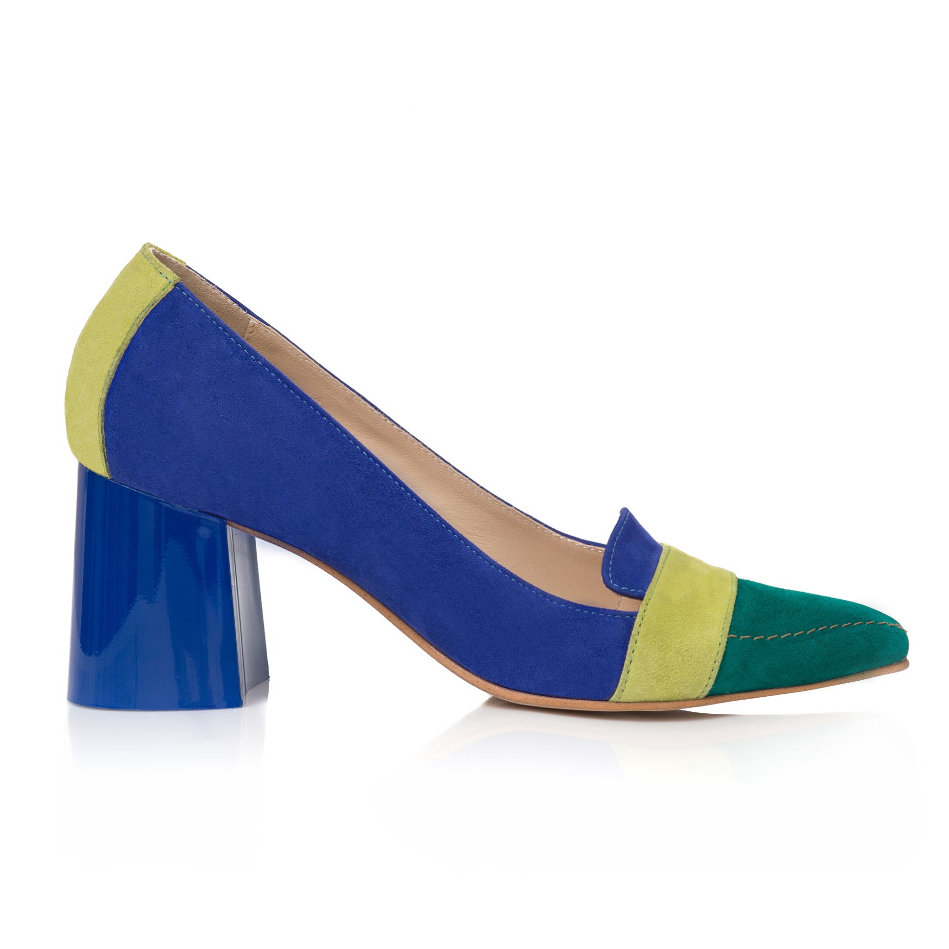 Pantofi Dama Piele Intoarsa Verde/Albastru Odelle C67 - Orice Culoare