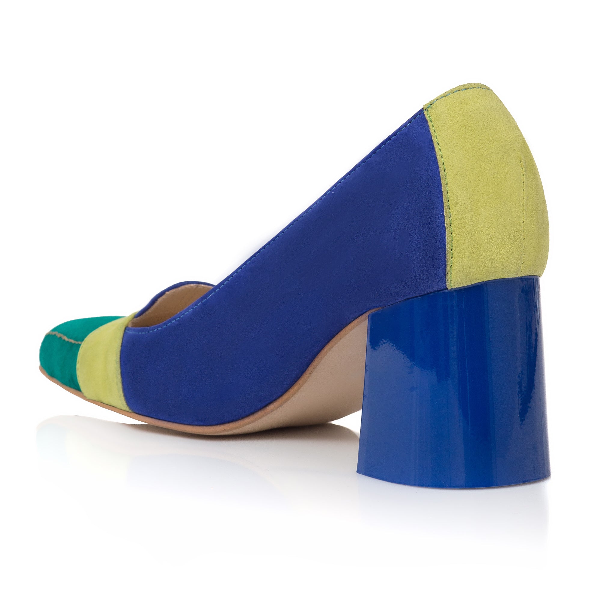 Pantofi Dama Piele Intoarsa Verde/Albastru Odelle C67 - Orice Culoare