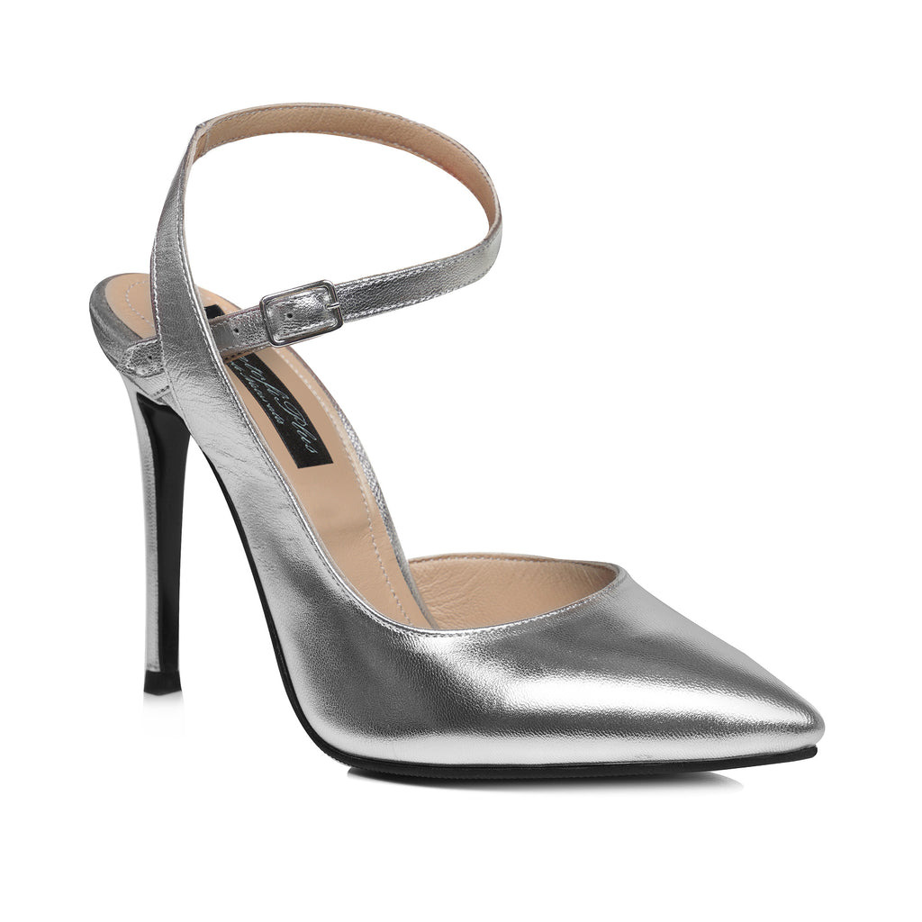 Pantof Stiletto Piele Argintiu Milena L47   - orice culoare