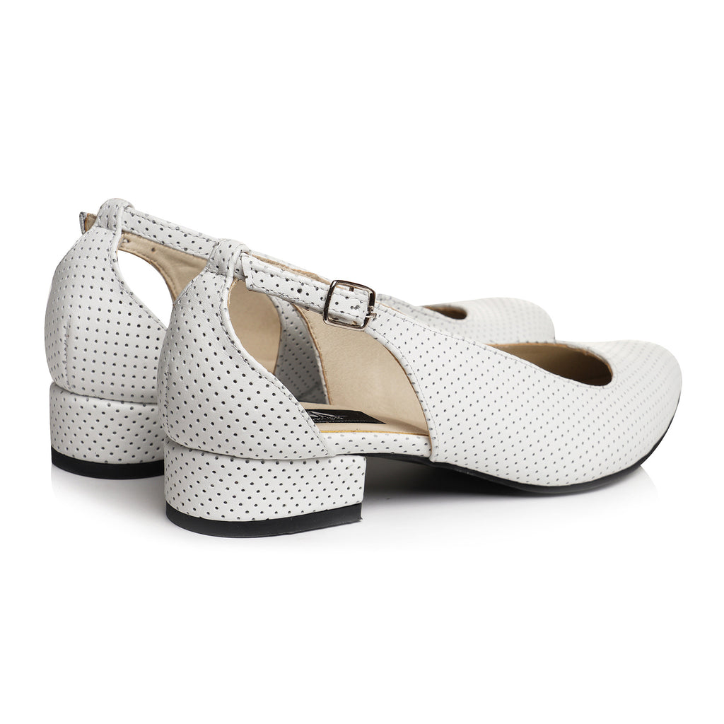 Pantofi Piele Alb Perforat Decupat Briana V20 - orice culoare
