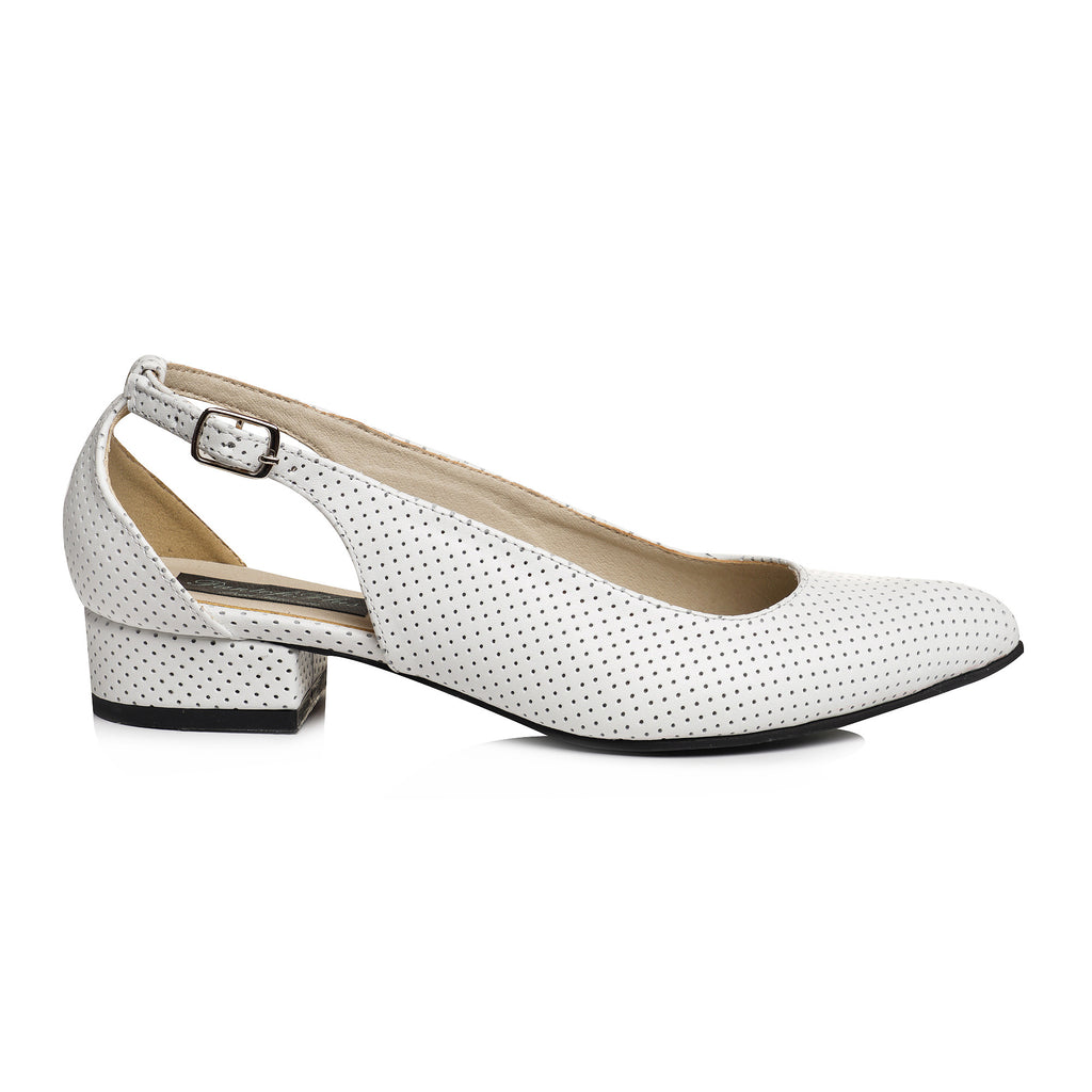 Pantofi Piele Alb Perforat Decupat Briana V20 - orice culoare