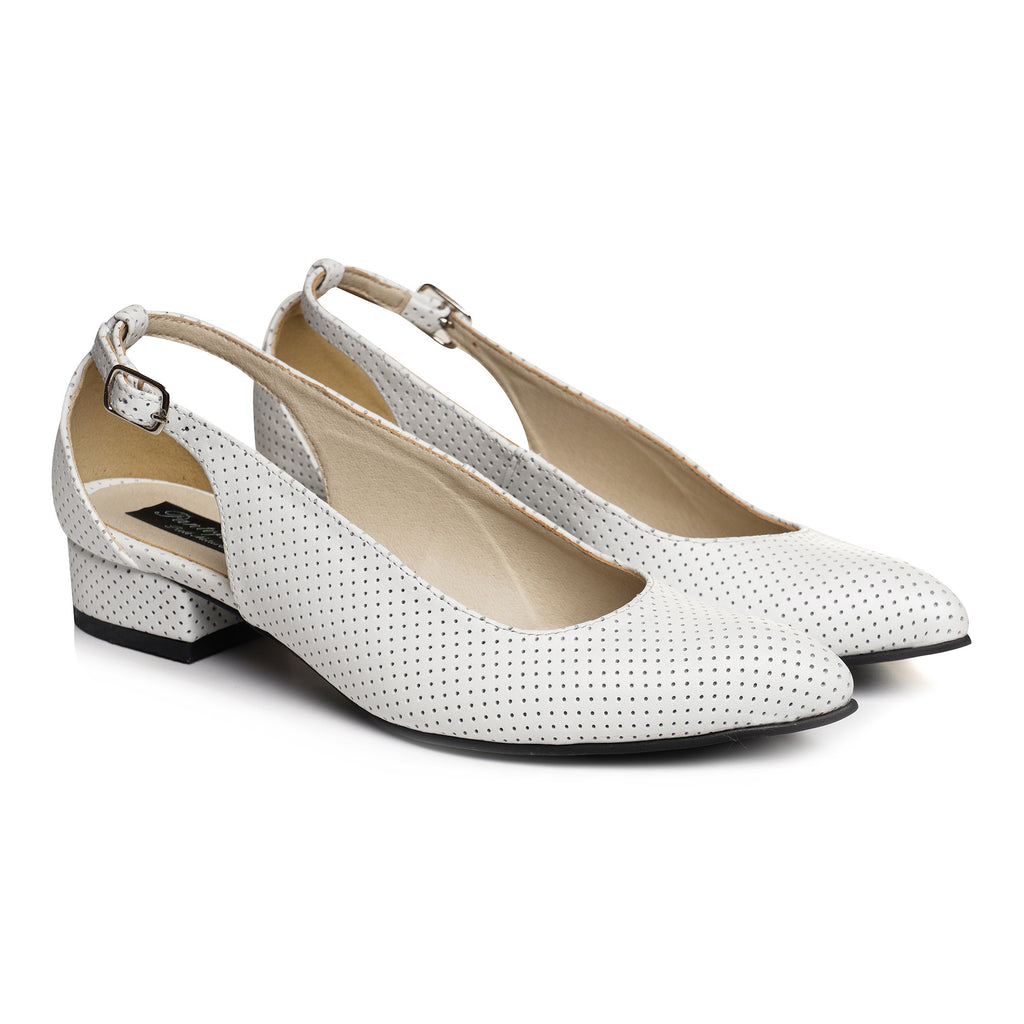 Pantofi Piele Alb Perforat Decupat Briana V20 - orice culoare