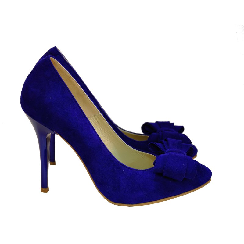 Pantofi piele intoarsa stiletto Funda Albastru D17