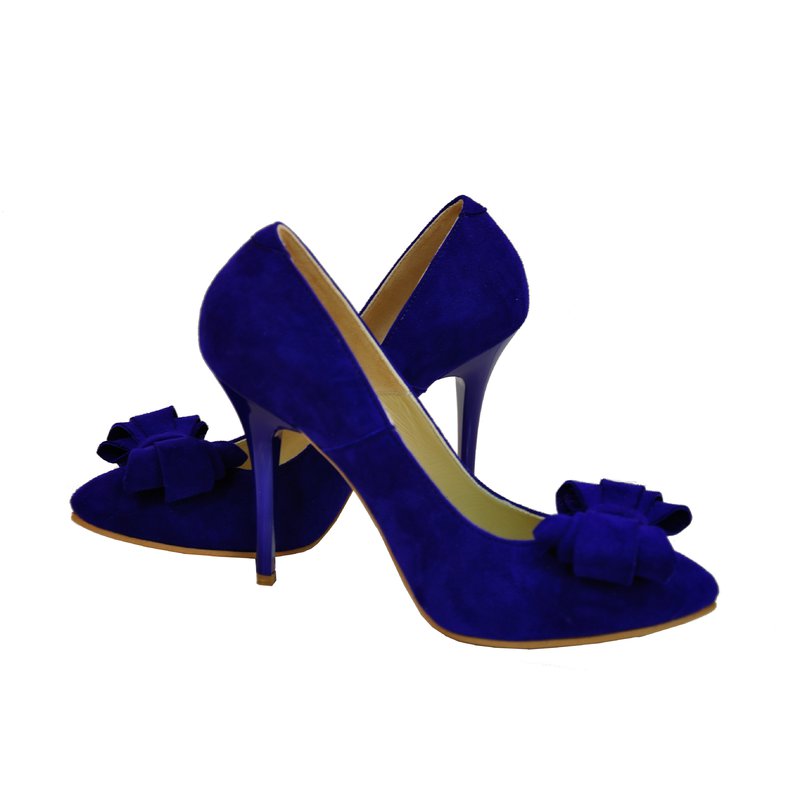 Pantofi piele intoarsa stiletto Funda Albastru D17