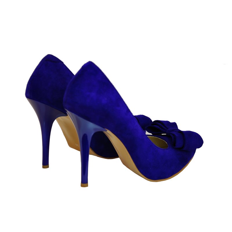 Pantofi piele intoarsa stiletto Funda Albastru D17