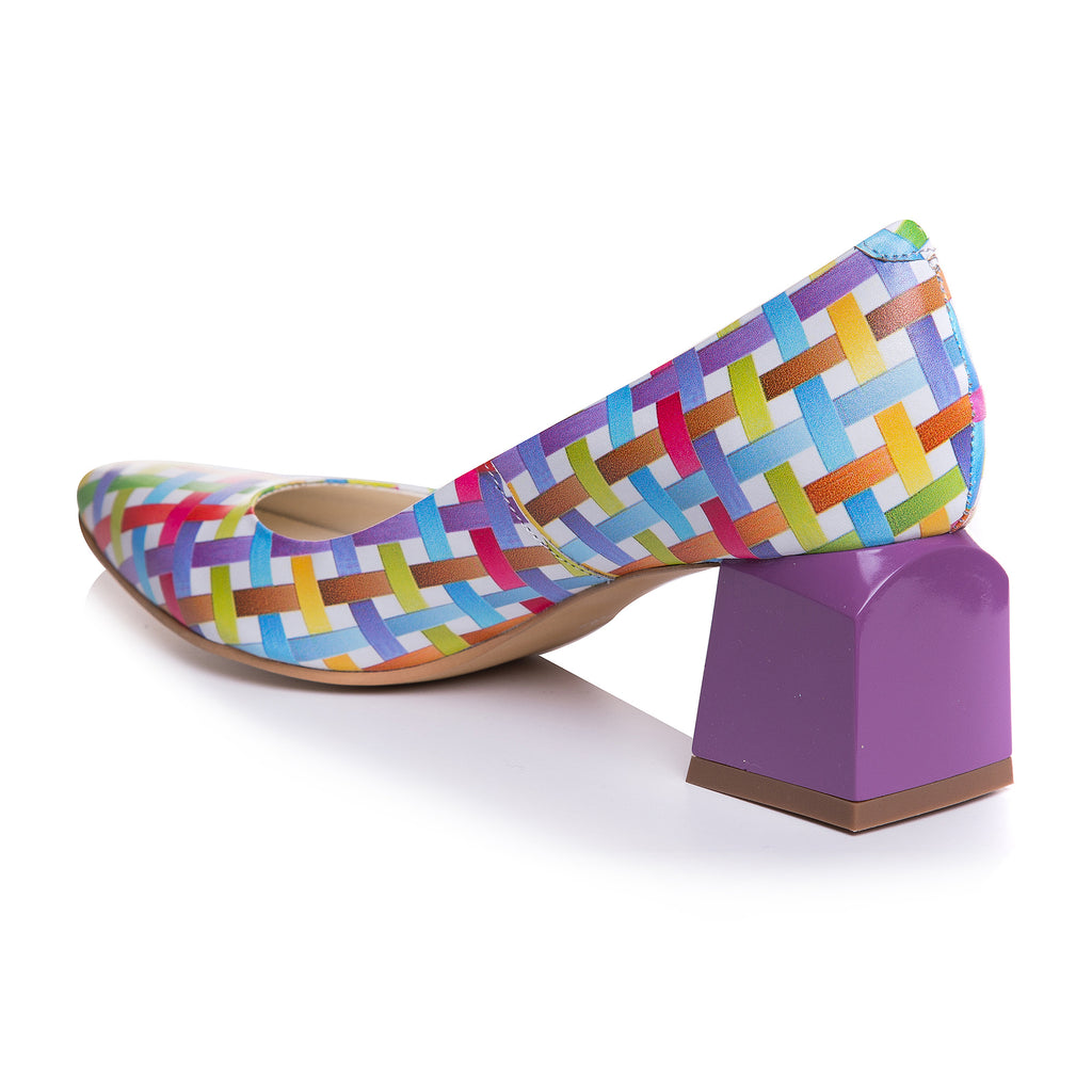Pantofi Comod Piele Color Toc Retro C73 - orice culoare