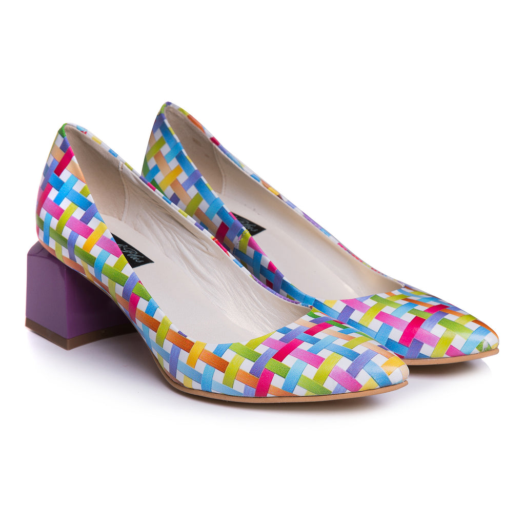 Pantofi Comod Piele Color Toc Retro C73 - orice culoare