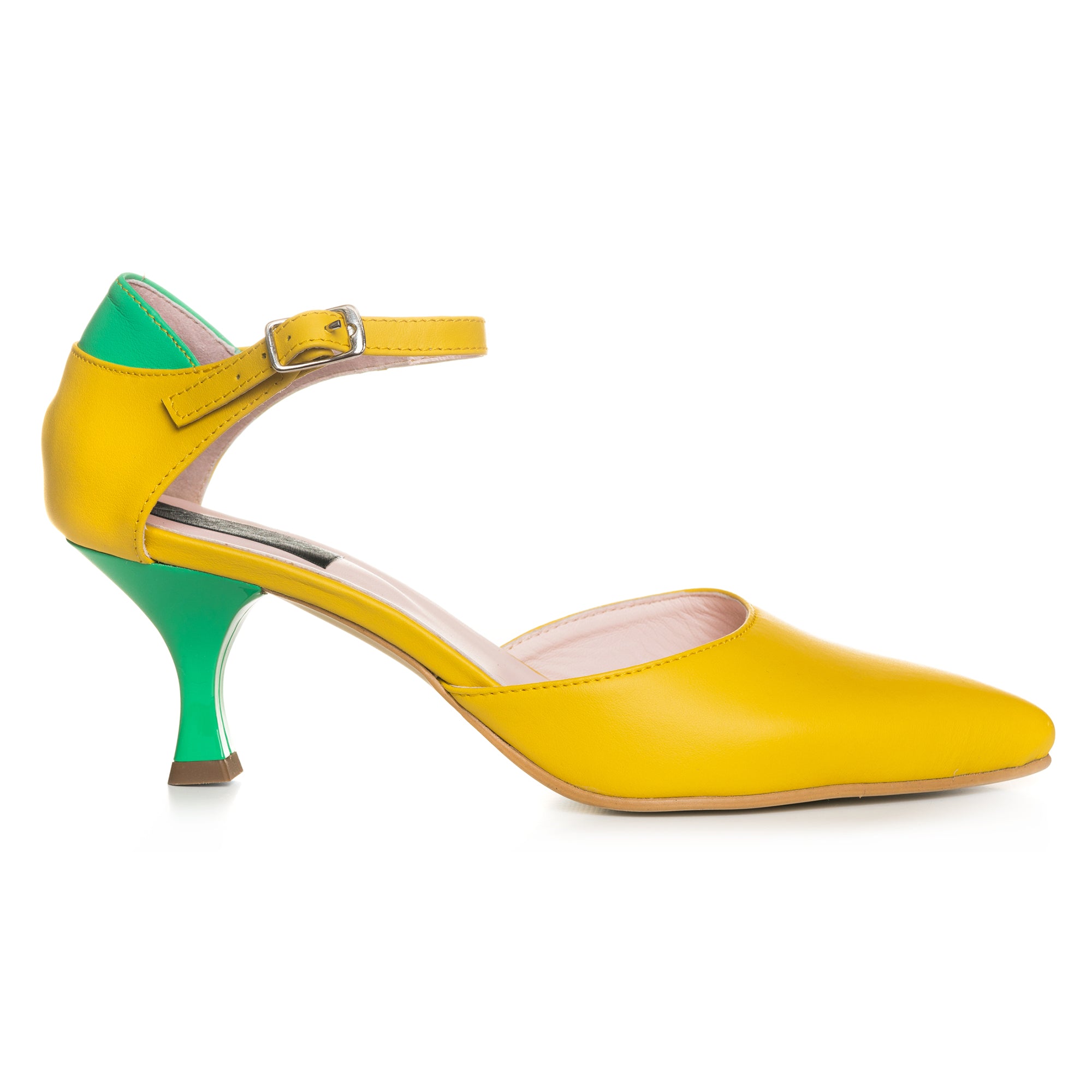 Pantofi Piele Galben/Verde Sweety C60-  orice culoare