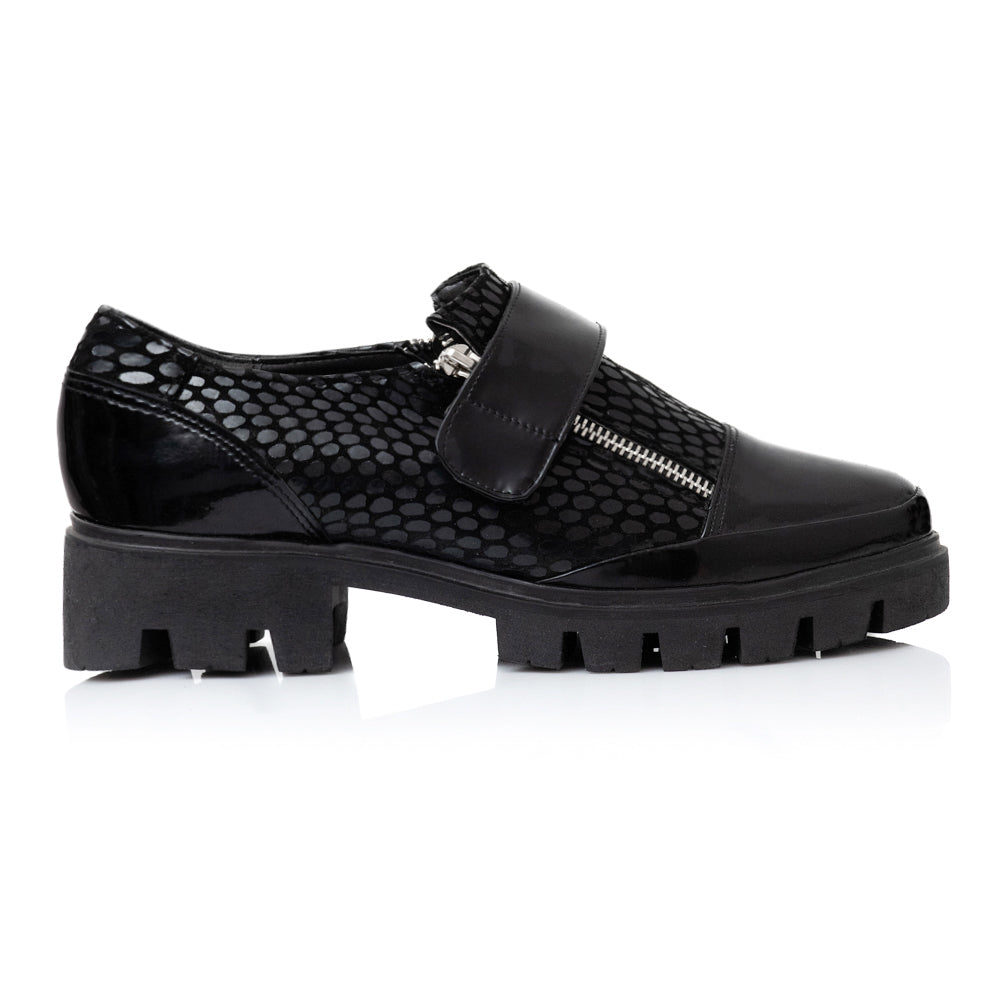 Pantofi Piele Crococ Negru Talpa Bocanc V12   - orice culoare