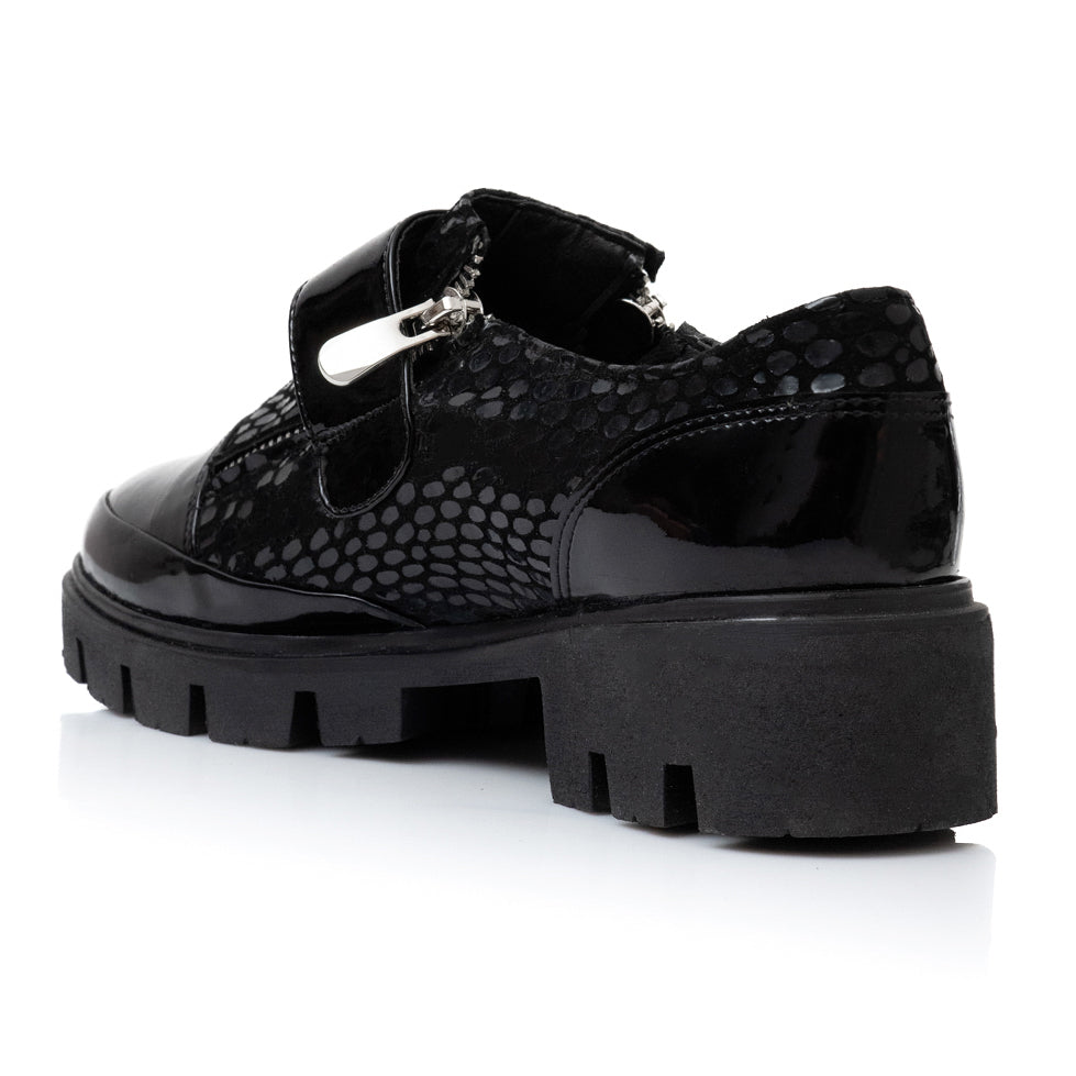 Pantofi Piele Crococ Negru Talpa Bocanc V12   - orice culoare