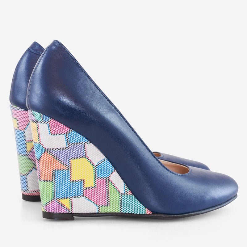 Pantofi cu Platforma Piele Puzzled D10 - orice culoare