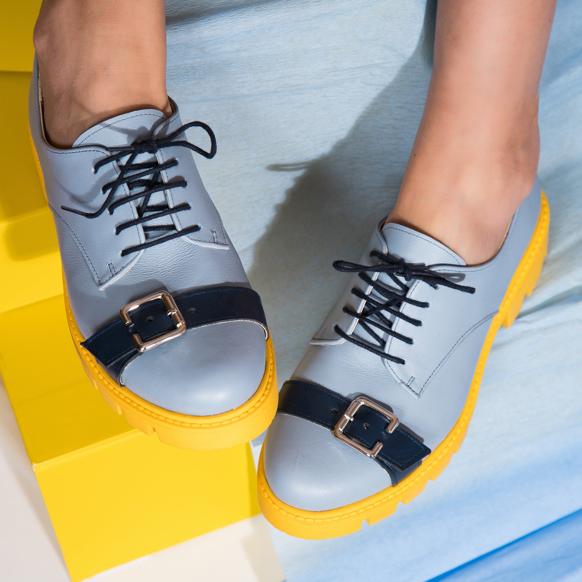 Pantofi Piele Bleu Talpa Joasa  V12  - orice culoare