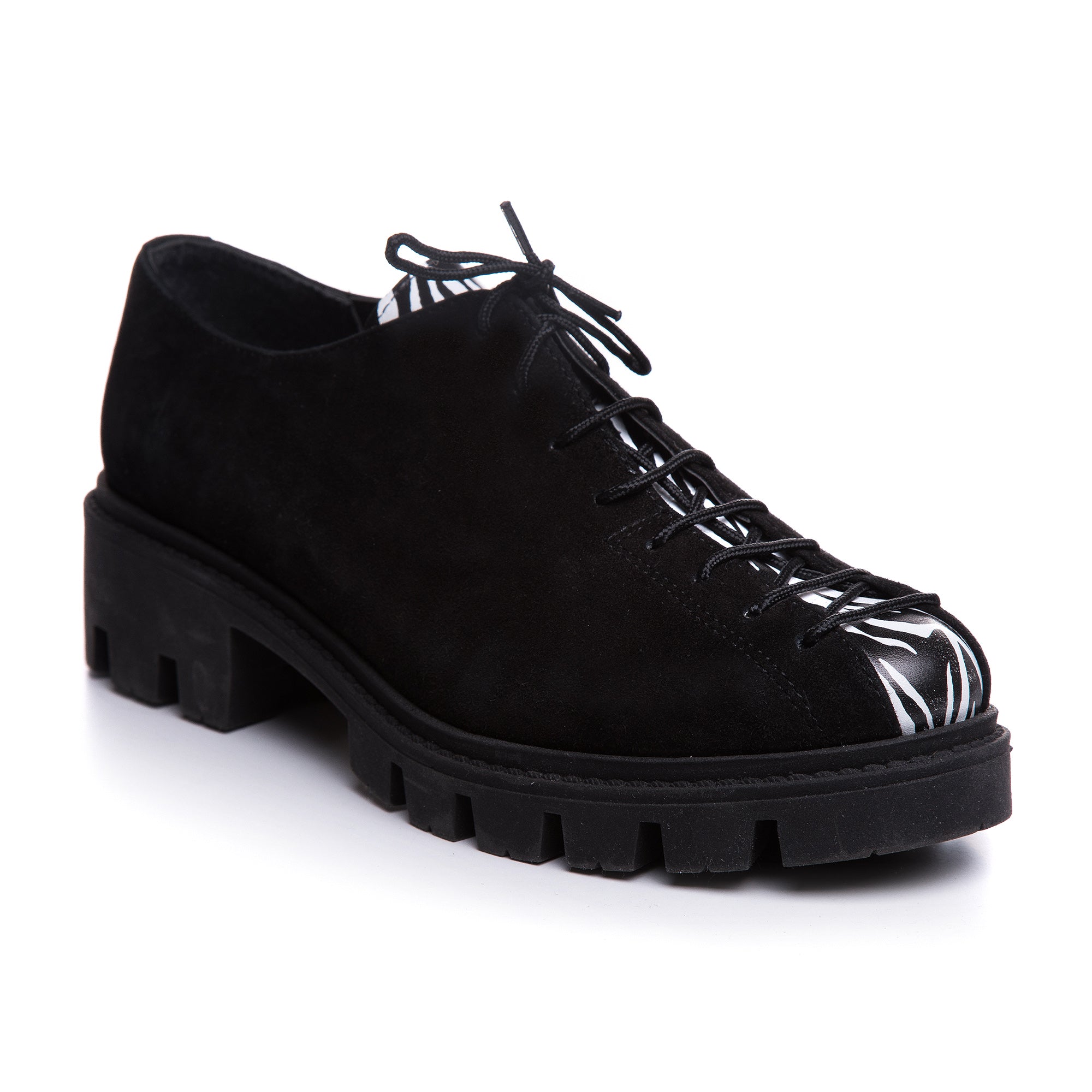 Pantofi Talpa Bocanc Piele Negru/Zebra  V70 - orice culoare