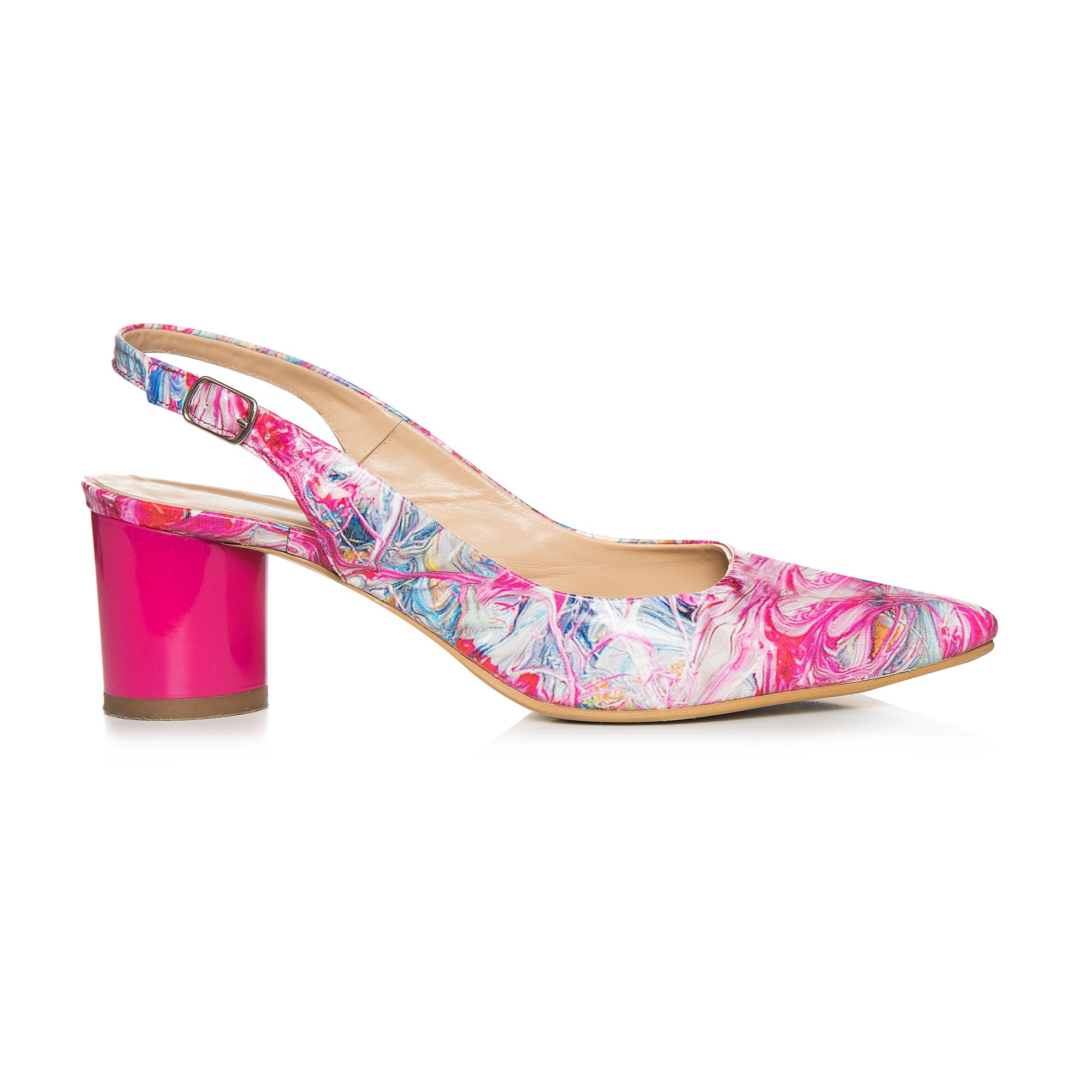 Pantofi Decupati Piele Color Toc Rotund C55  - orice culoare
