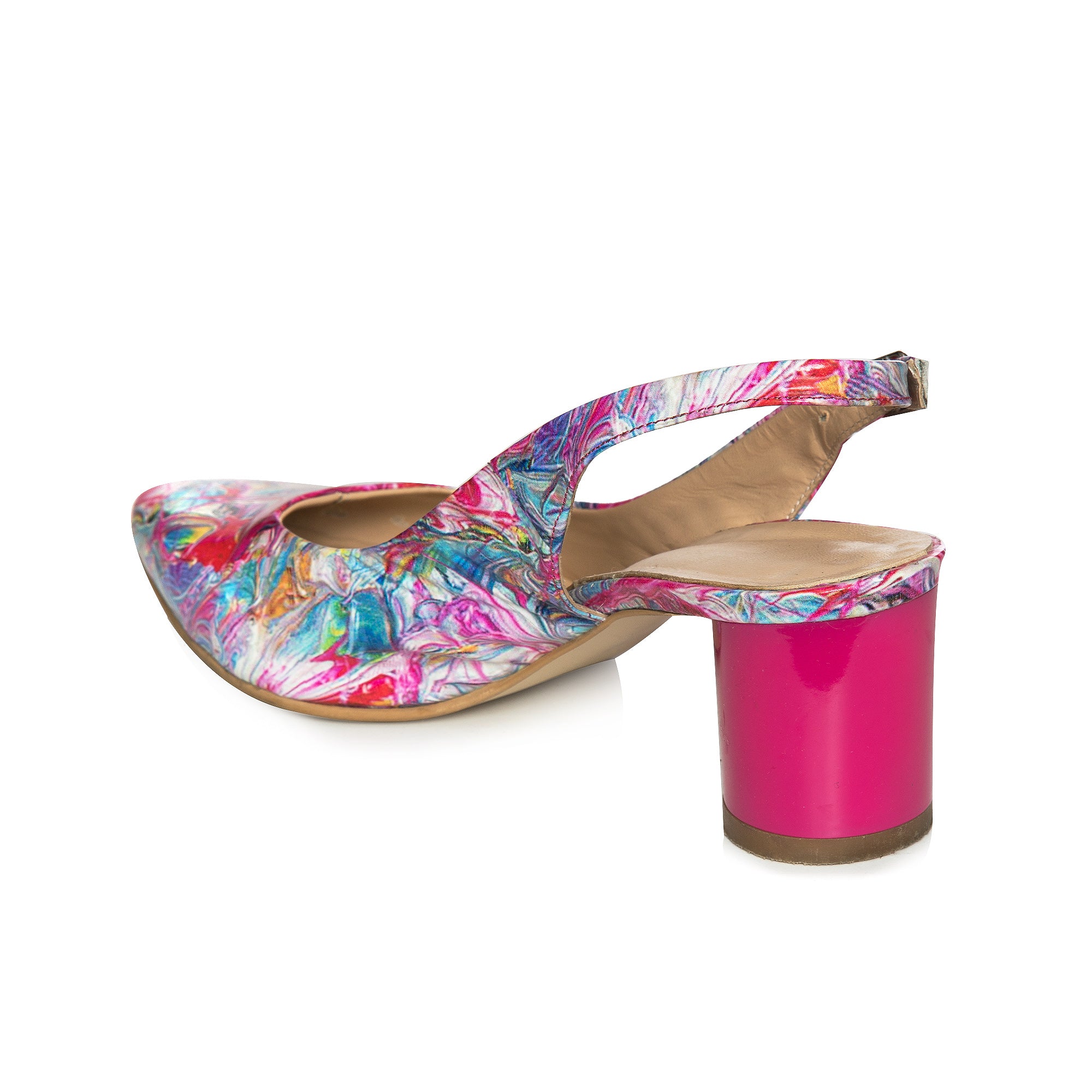 Pantofi Decupati Piele Color Toc Rotund C55  - orice culoare