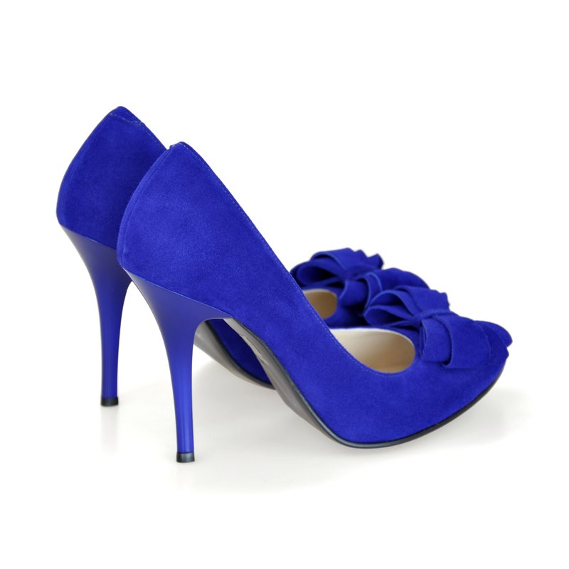 Pantofi piele intoarsa stiletto Funda Albastru D17