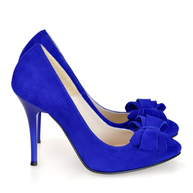 Pantofi piele intoarsa stiletto Funda Albastru D17