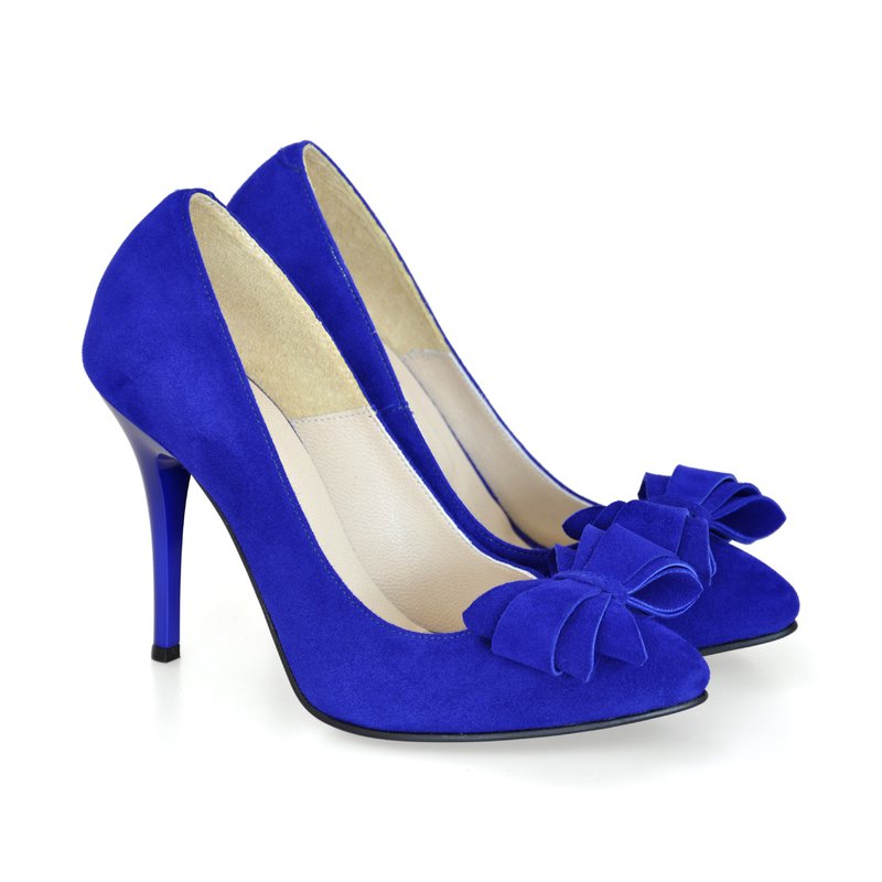 Pantofi piele intoarsa stiletto Funda Albastru D17