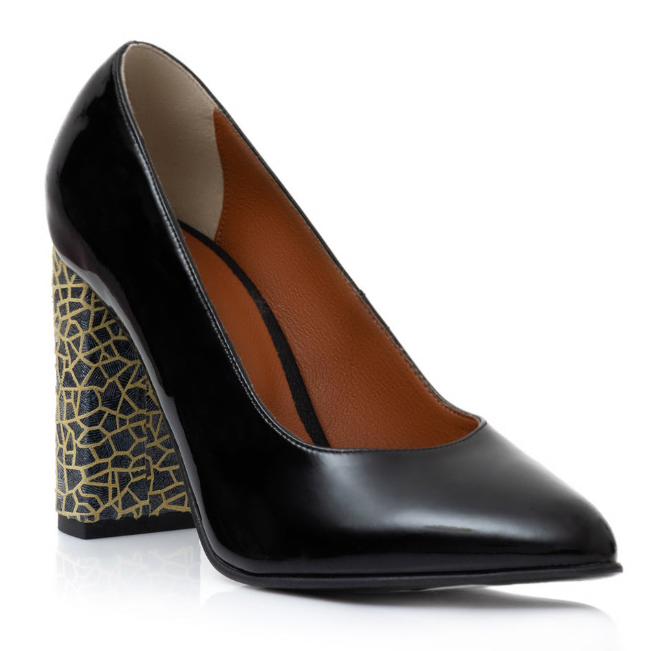Pantofi Eleganti Toc Gros Lac Negru Melisa T31 - Orice Culoare