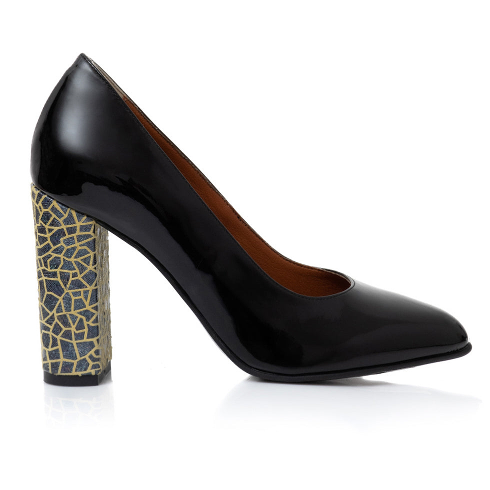 Pantofi Eleganti Toc Gros Lac Negru Melisa T31 - Orice Culoare