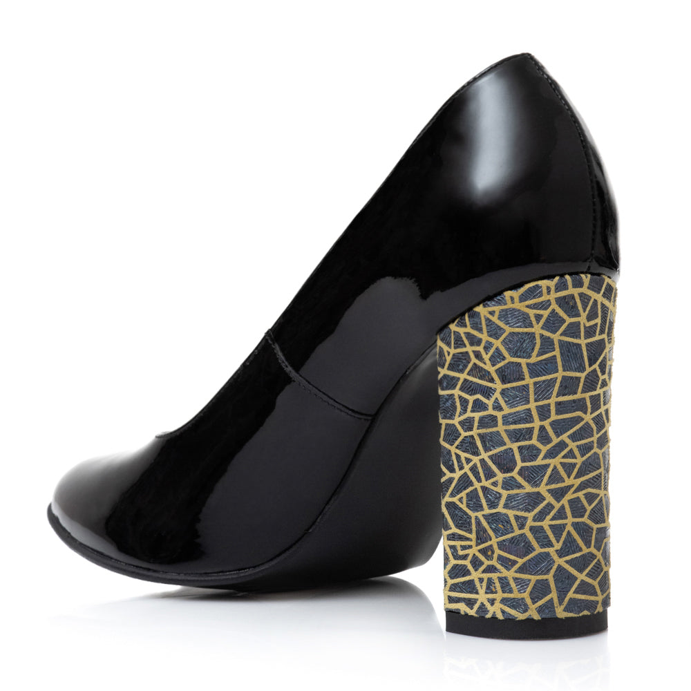 Pantofi Eleganti Toc Gros Lac Negru Melisa T31 - Orice Culoare