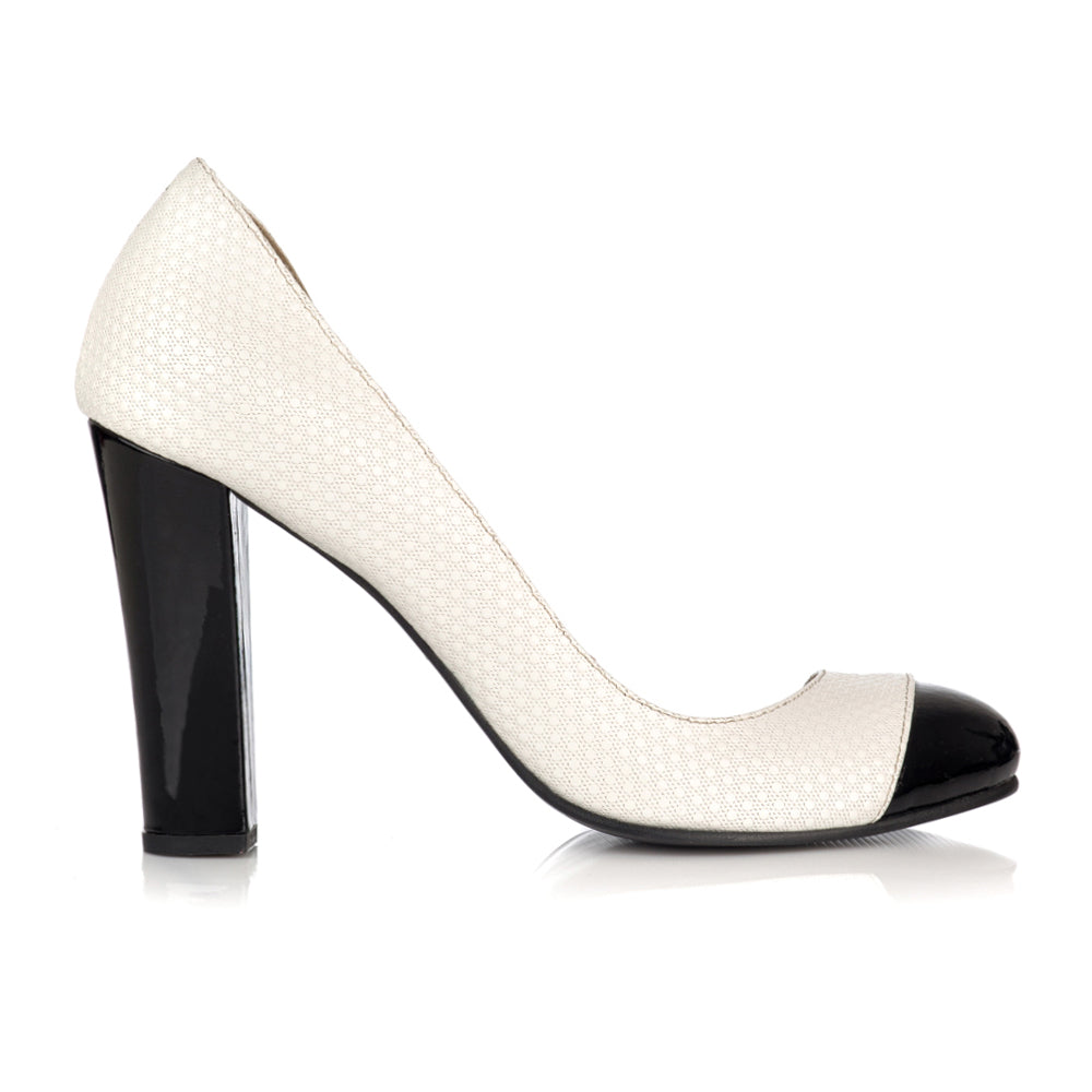 Pantofi dama piele alb negru decupat L25 - orice culoare