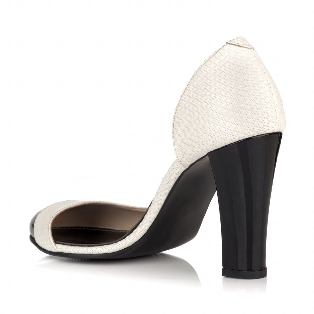 Pantofi dama piele alb negru decupat L25 - orice culoare