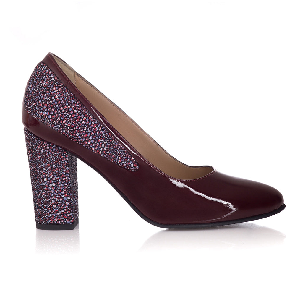 Pantofi Lac Bordo Piele Color Muset T10 - orice culoare