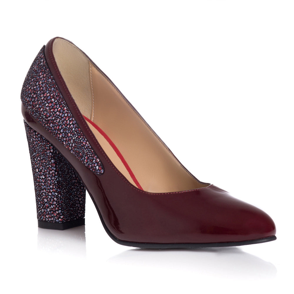 Pantofi Lac Bordo Piele Color Muset T10 - orice culoare